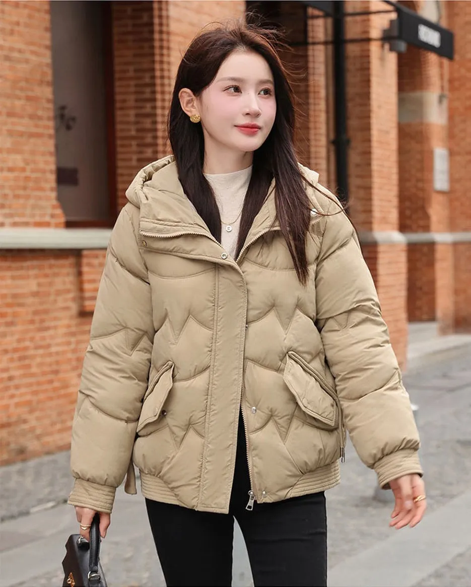 Quilted Water-Resistant Zip-Up Puffer Jacket for Women