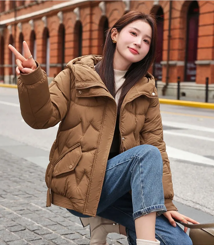 Quilted Water-Resistant Zip-Up Puffer Jacket for Women
