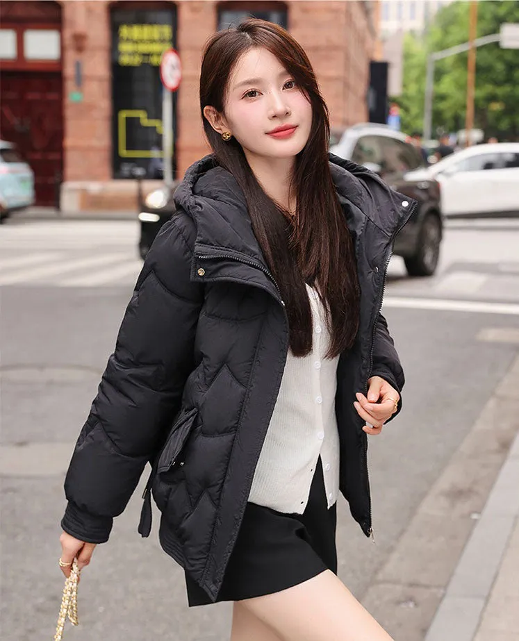 Quilted Water-Resistant Zip-Up Puffer Jacket for Women