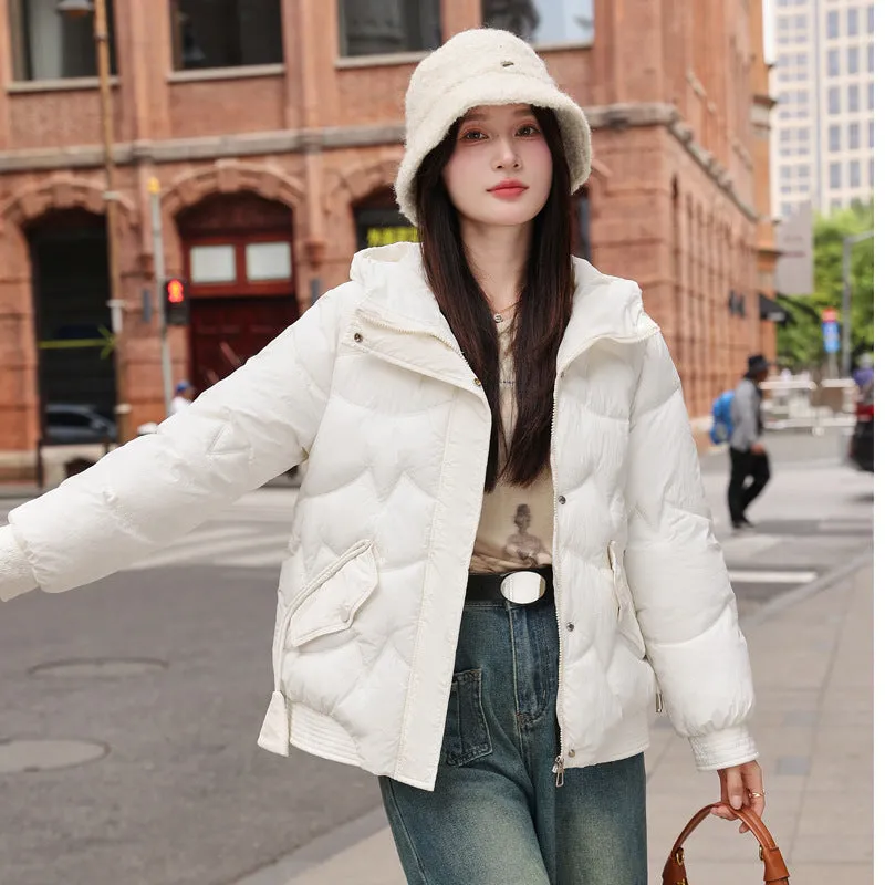 Quilted Water-Resistant Zip-Up Puffer Jacket for Women