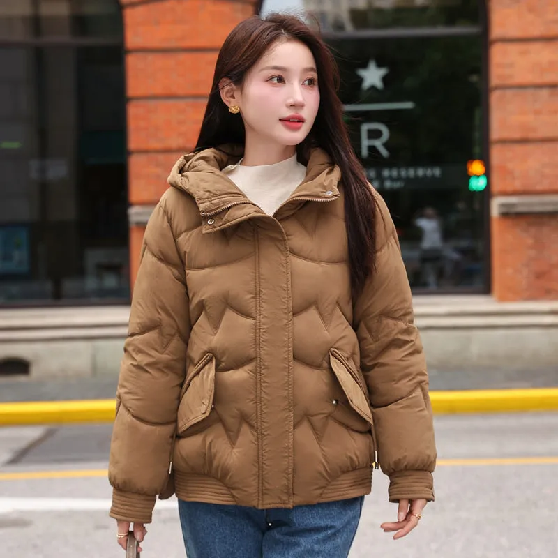 Quilted Water-Resistant Zip-Up Puffer Jacket for Women