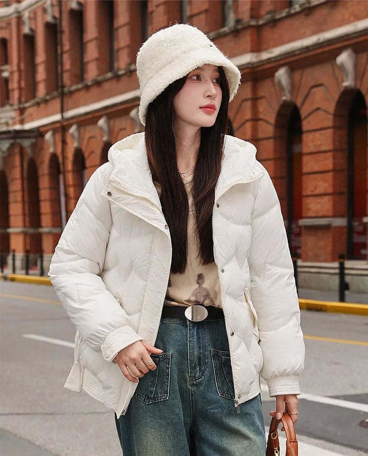 Quilted Water-Resistant Zip-Up Puffer Jacket for Women