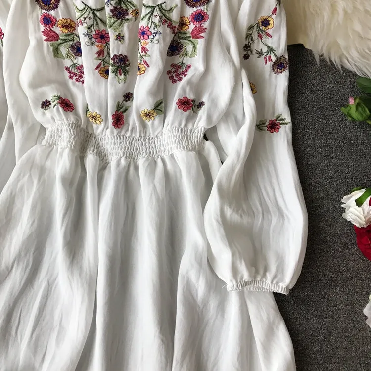 "OFF SHOULDER EMBROIDERED FLORAL" DRESS Y031303