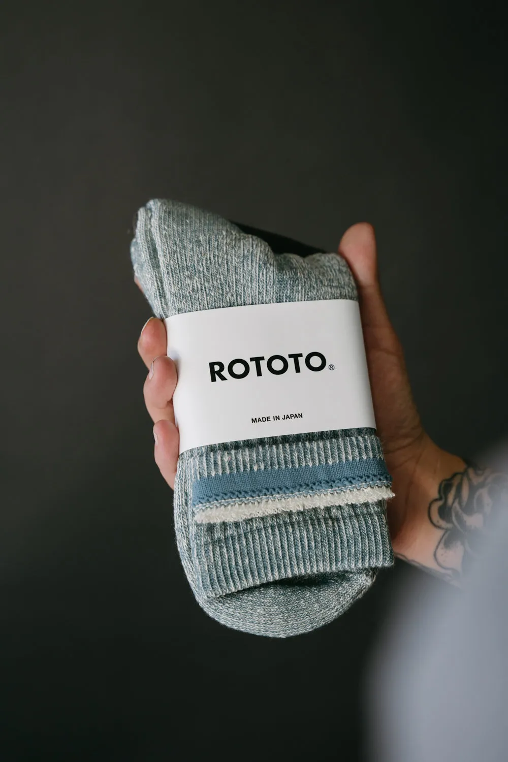 R1380 - Double Faced Organic Mid Sock - Light Blue