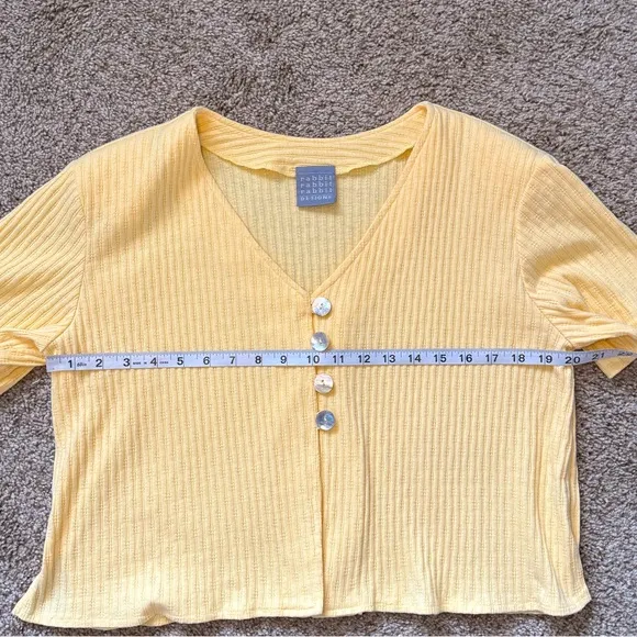 Rabbit Rabbit Rabbit Short Sleeve Yellow Cropped Cardigan | 16