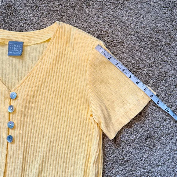 Rabbit Rabbit Rabbit Short Sleeve Yellow Cropped Cardigan | 16