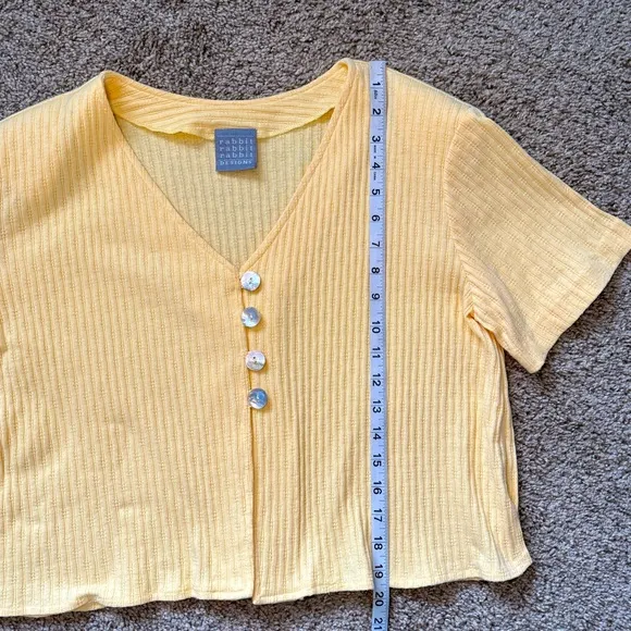 Rabbit Rabbit Rabbit Short Sleeve Yellow Cropped Cardigan | 16
