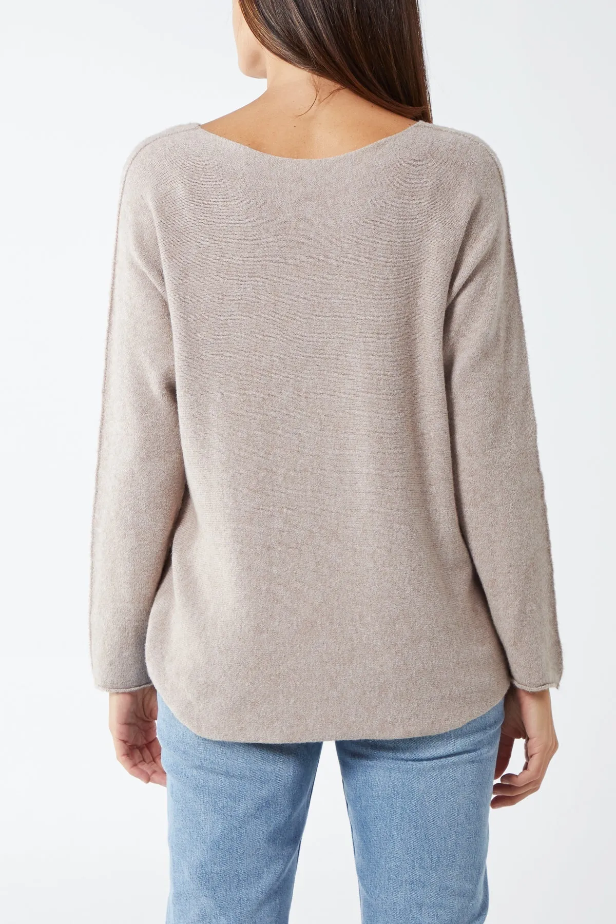 Raw Edge V-Neck Jumper