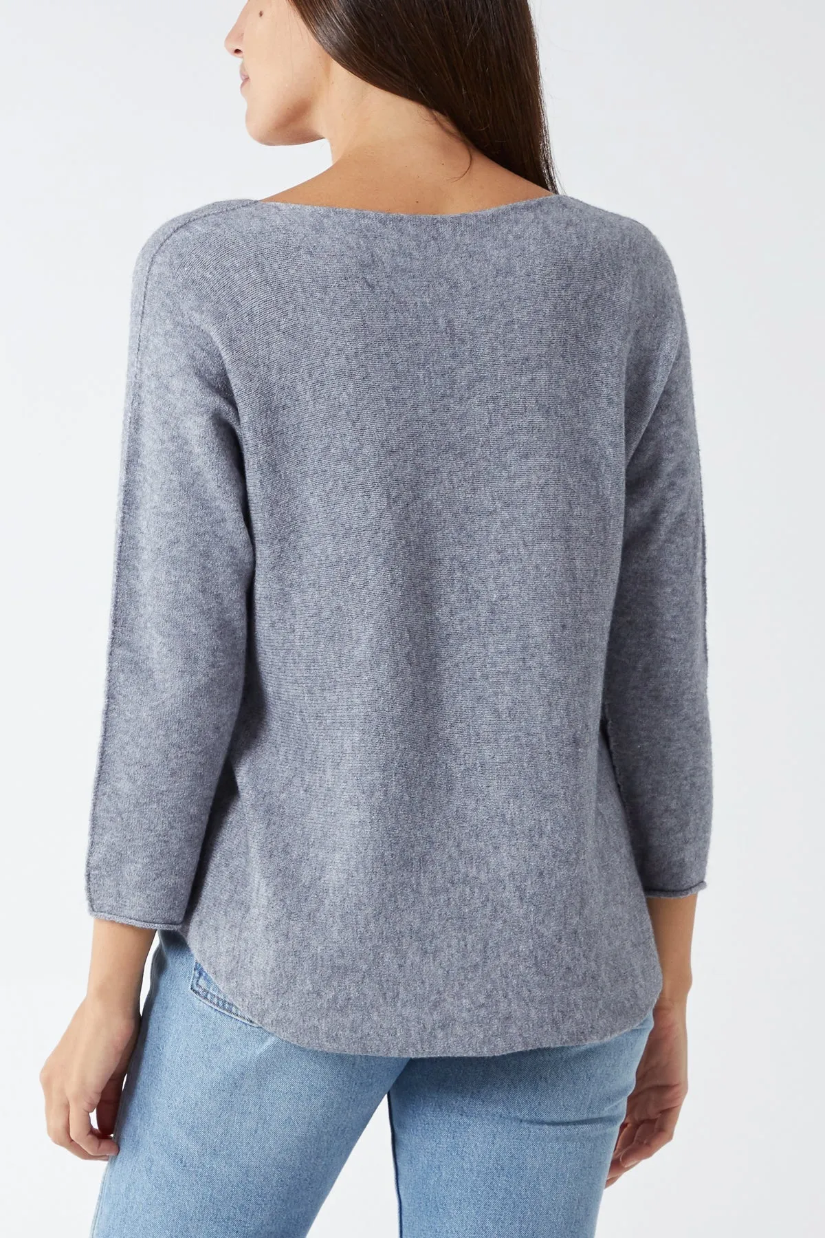 Raw Edge V-Neck Jumper