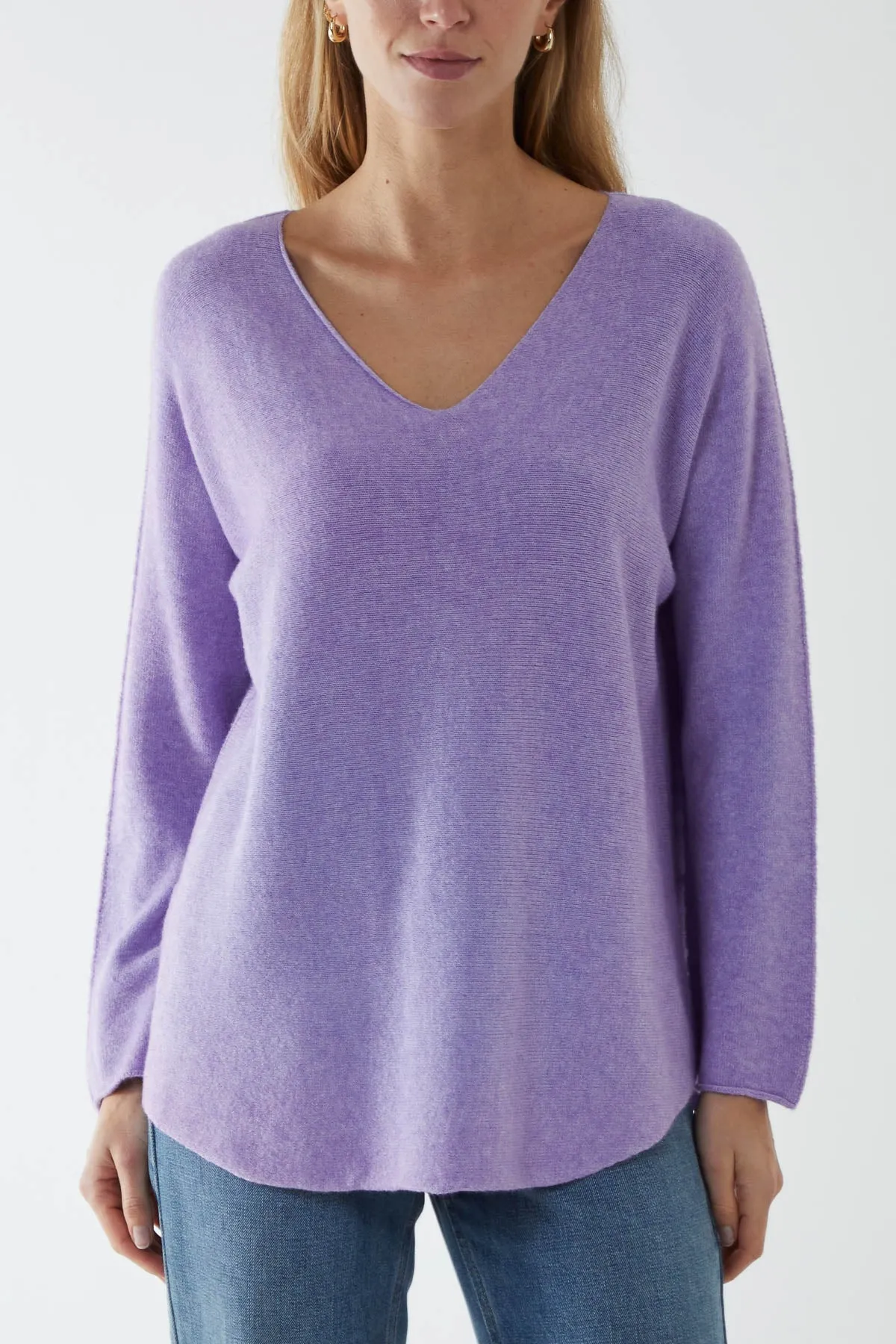 Raw Edge V-Neck Jumper