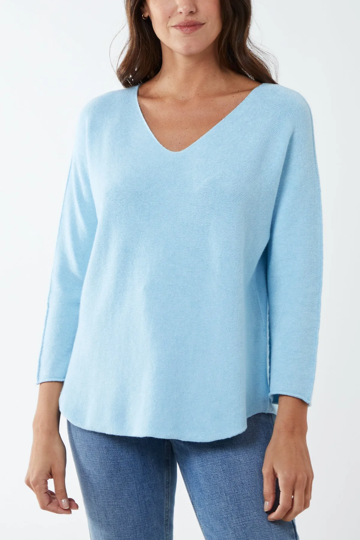Raw Edge V-Neck Jumper
