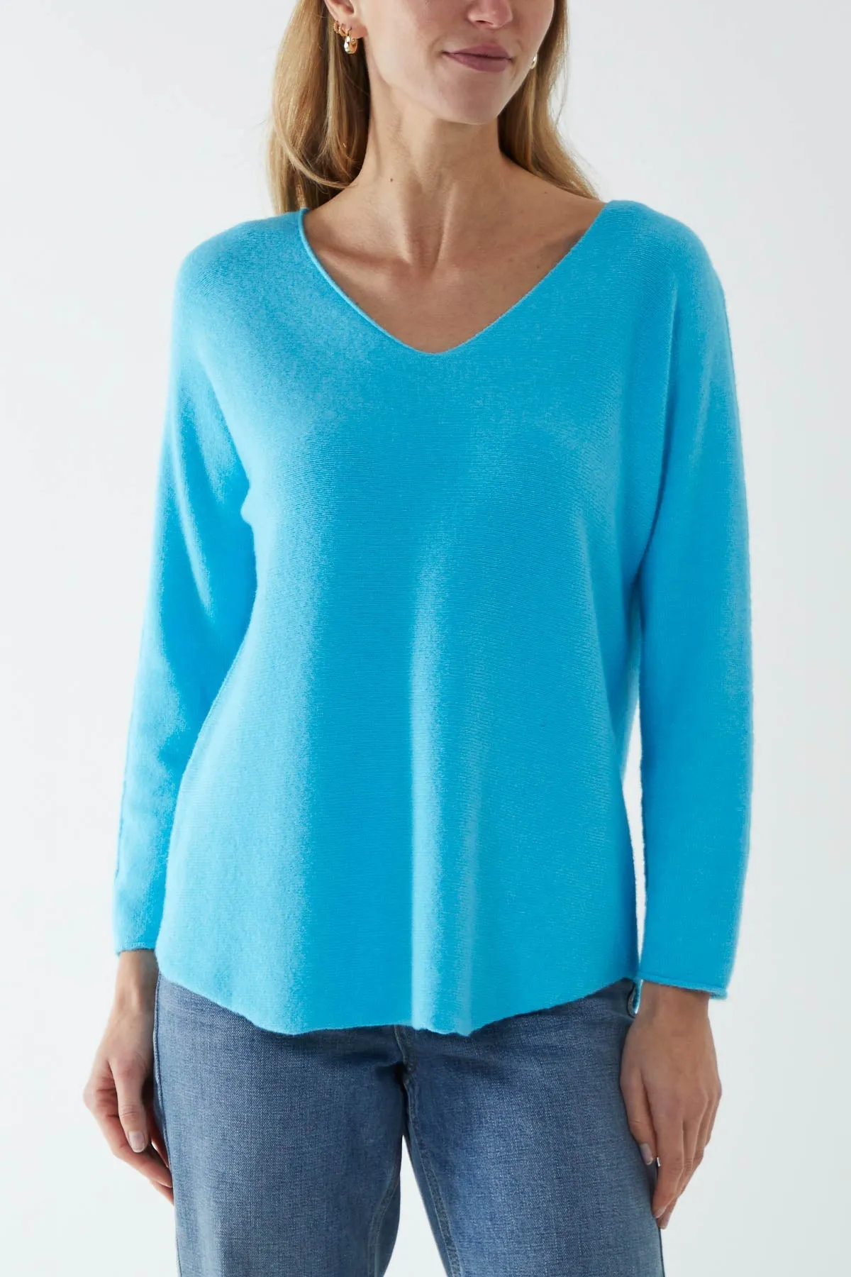 Raw Edge V-Neck Jumper