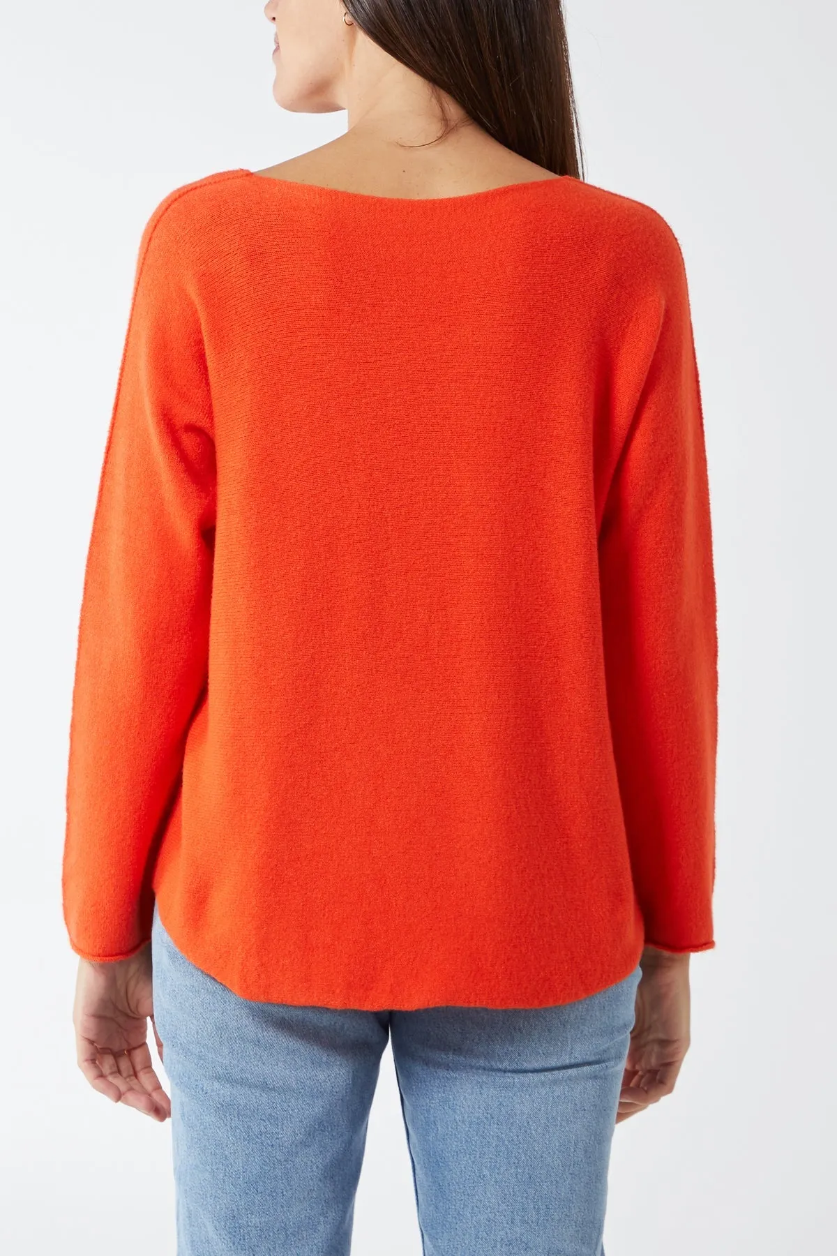 Raw Edge V-Neck Jumper