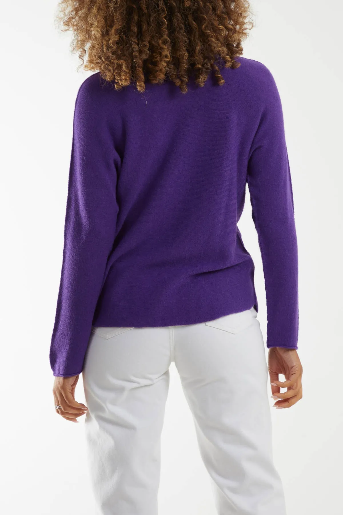 Raw Edge V-Neck Jumper