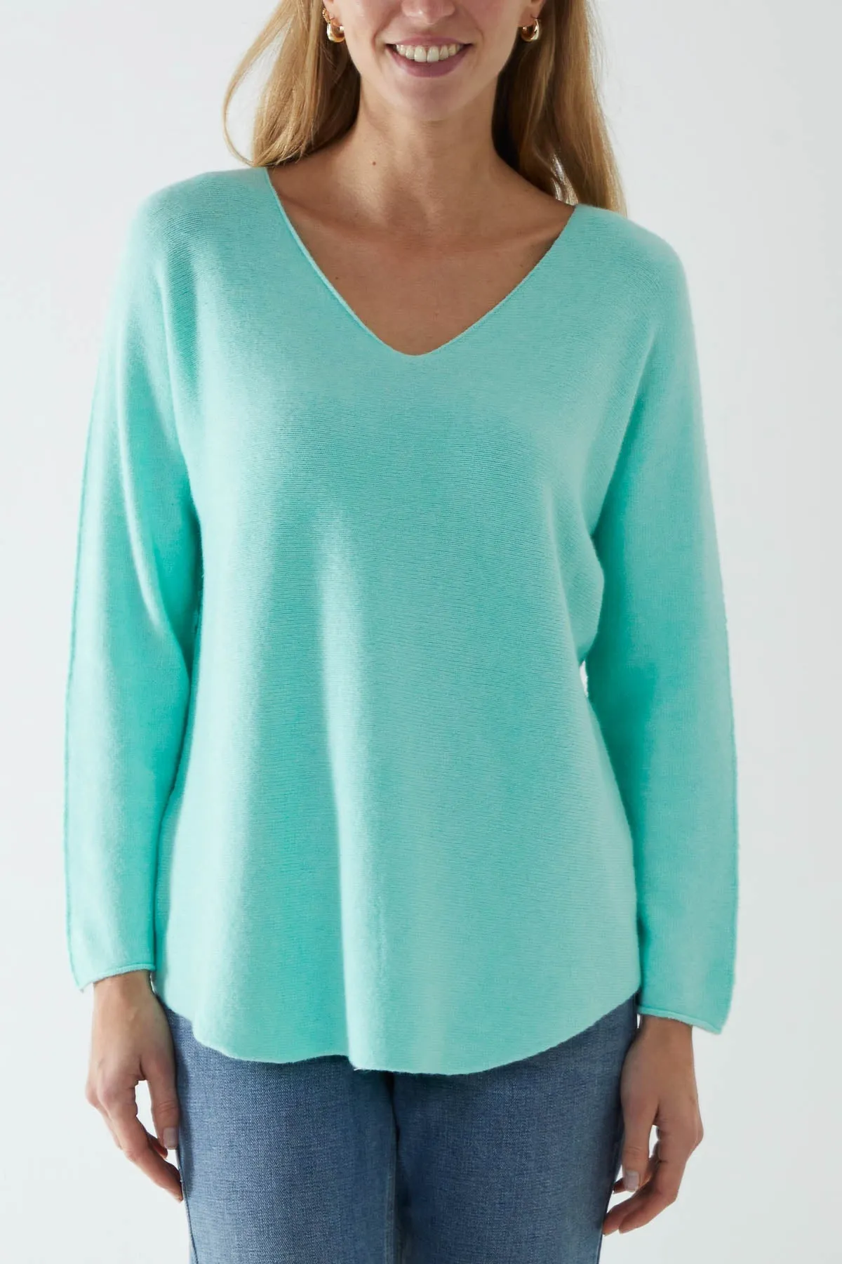 Raw Edge V-Neck Jumper