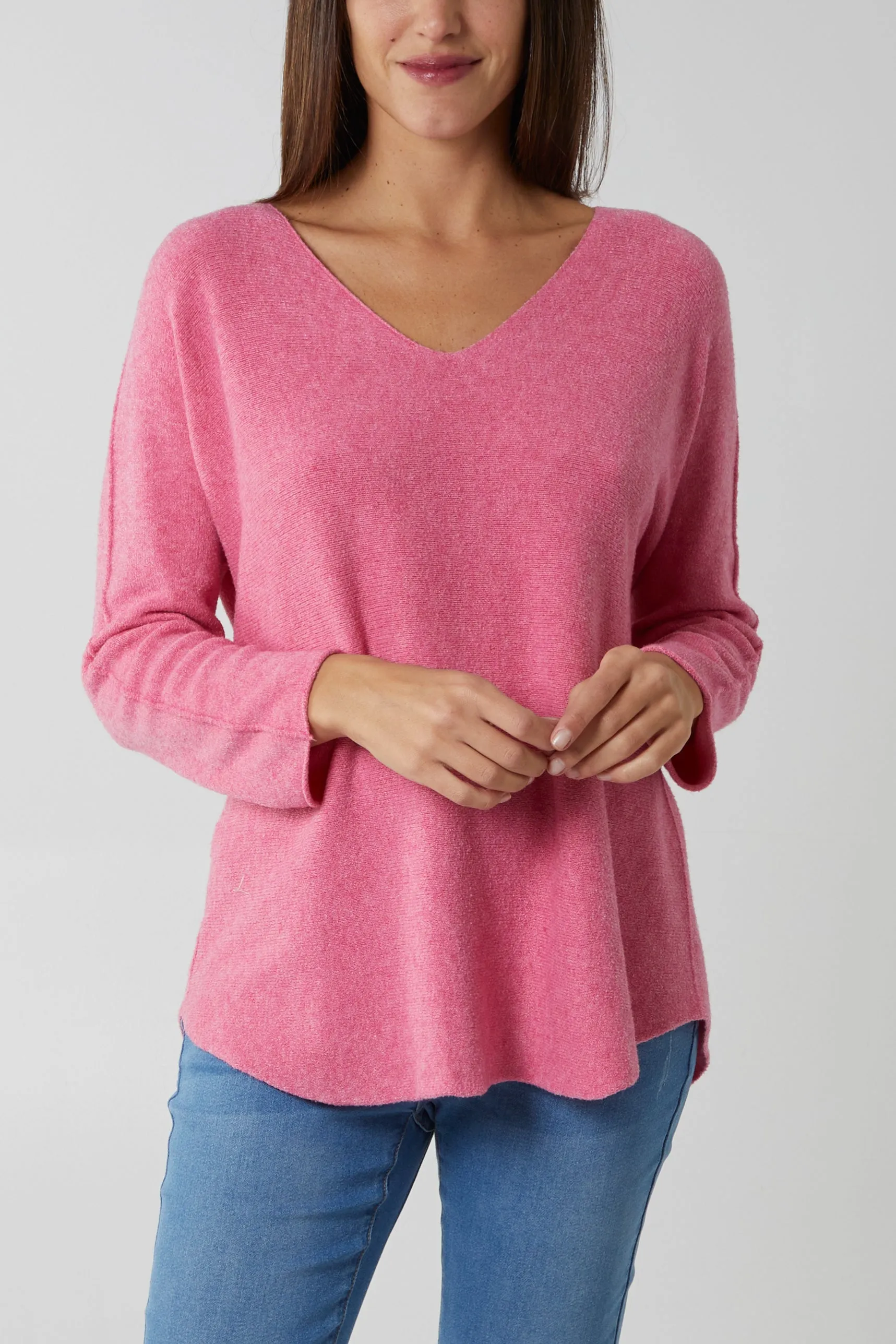 Raw Edge V-Neck Jumper