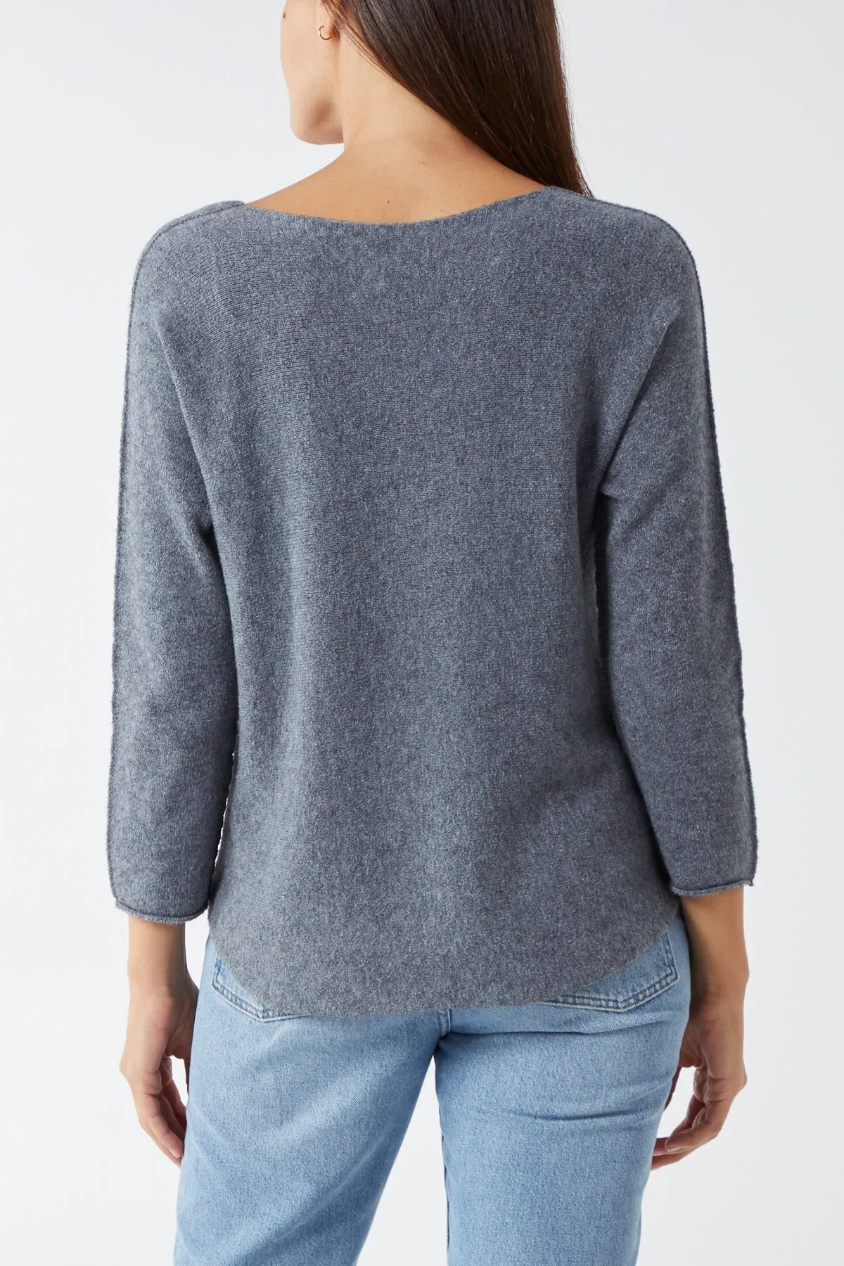 Raw Edge V-Neck Jumper
