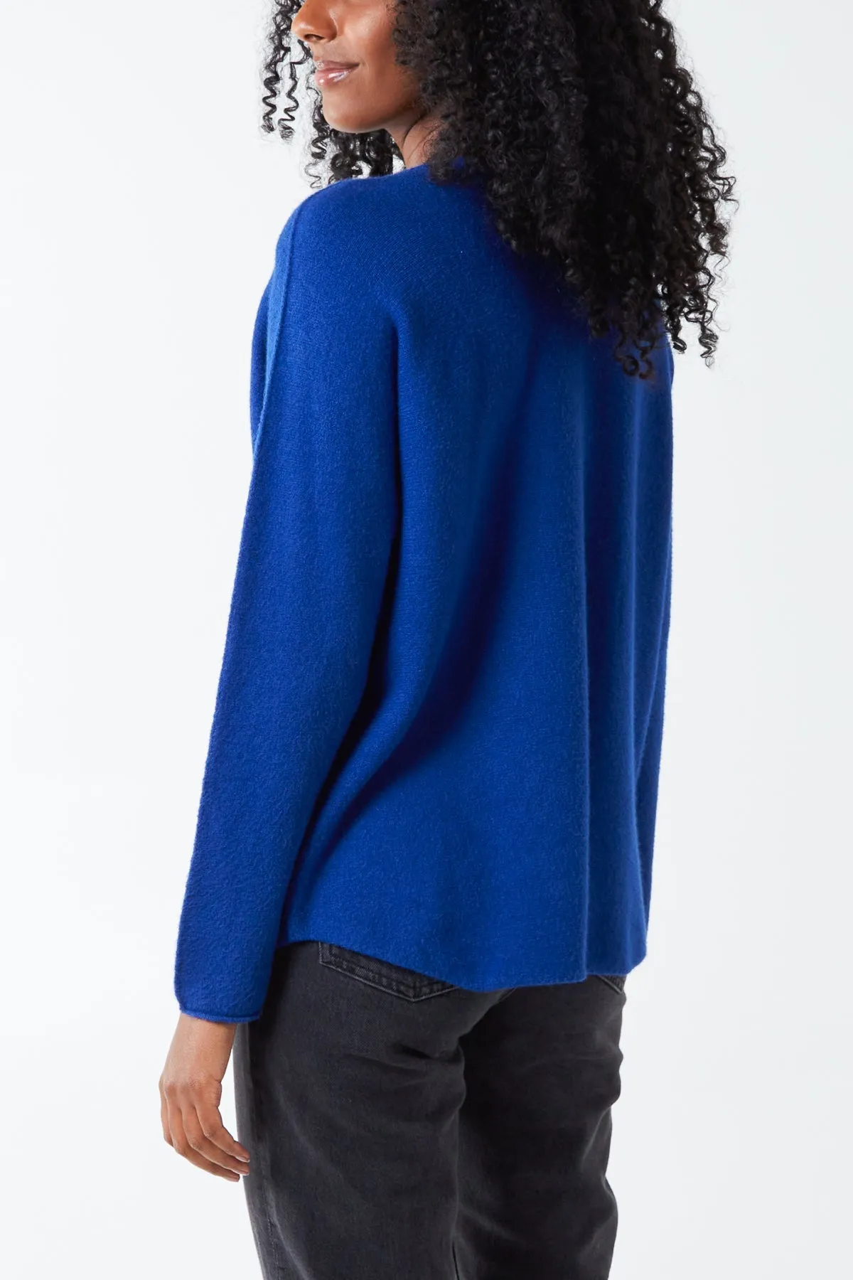 Raw Edge V-Neck Jumper