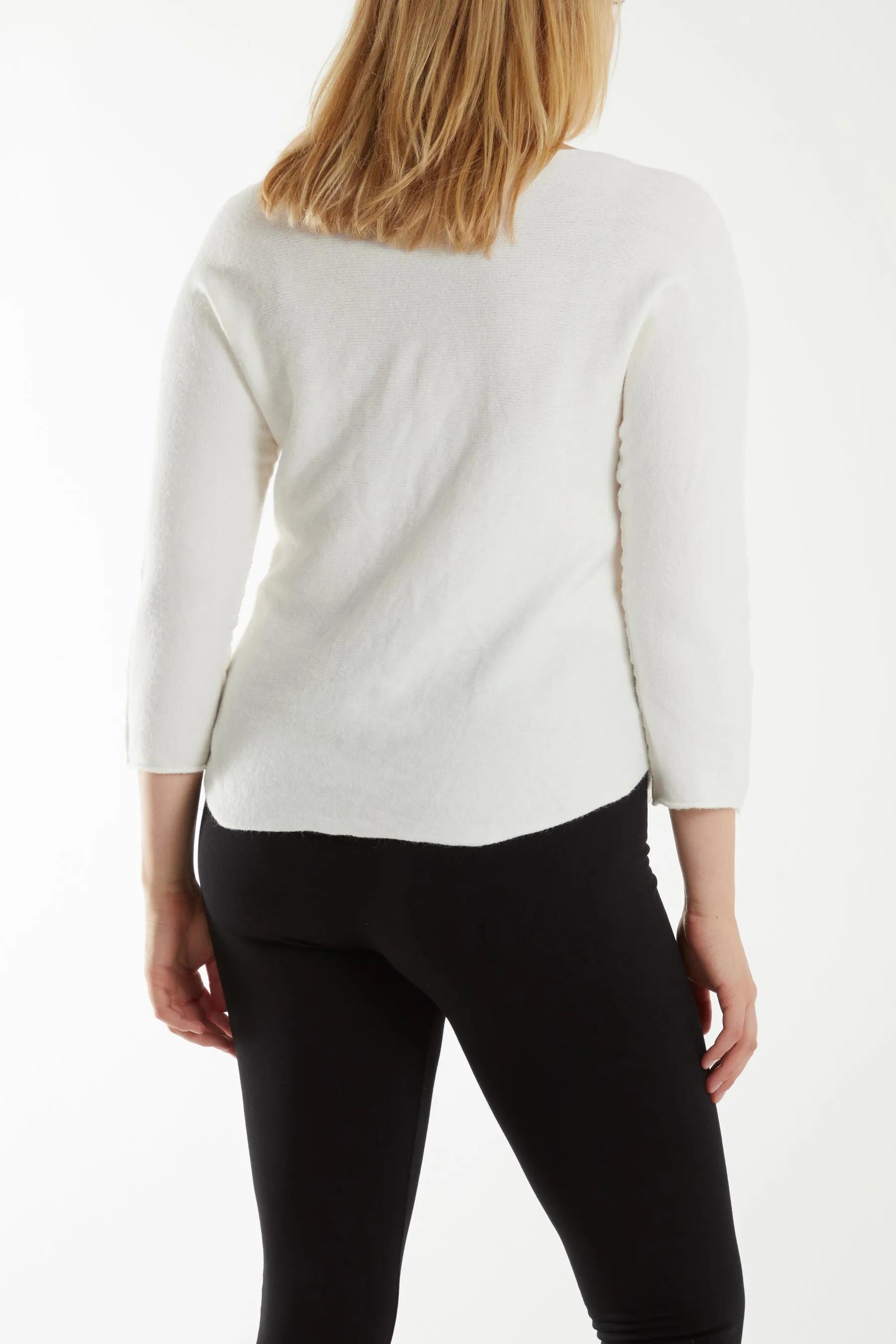 Raw Edge V-Neck Jumper