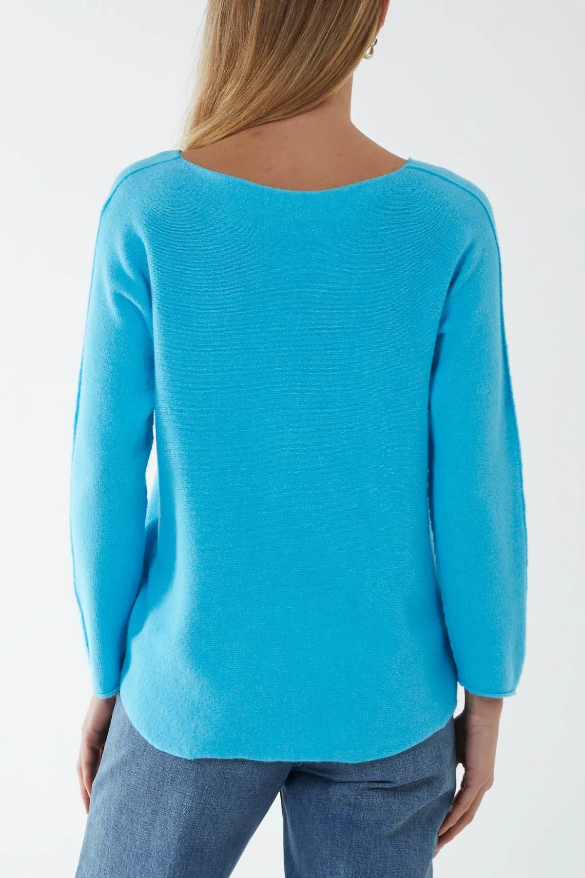 Raw Edge V-Neck Jumper