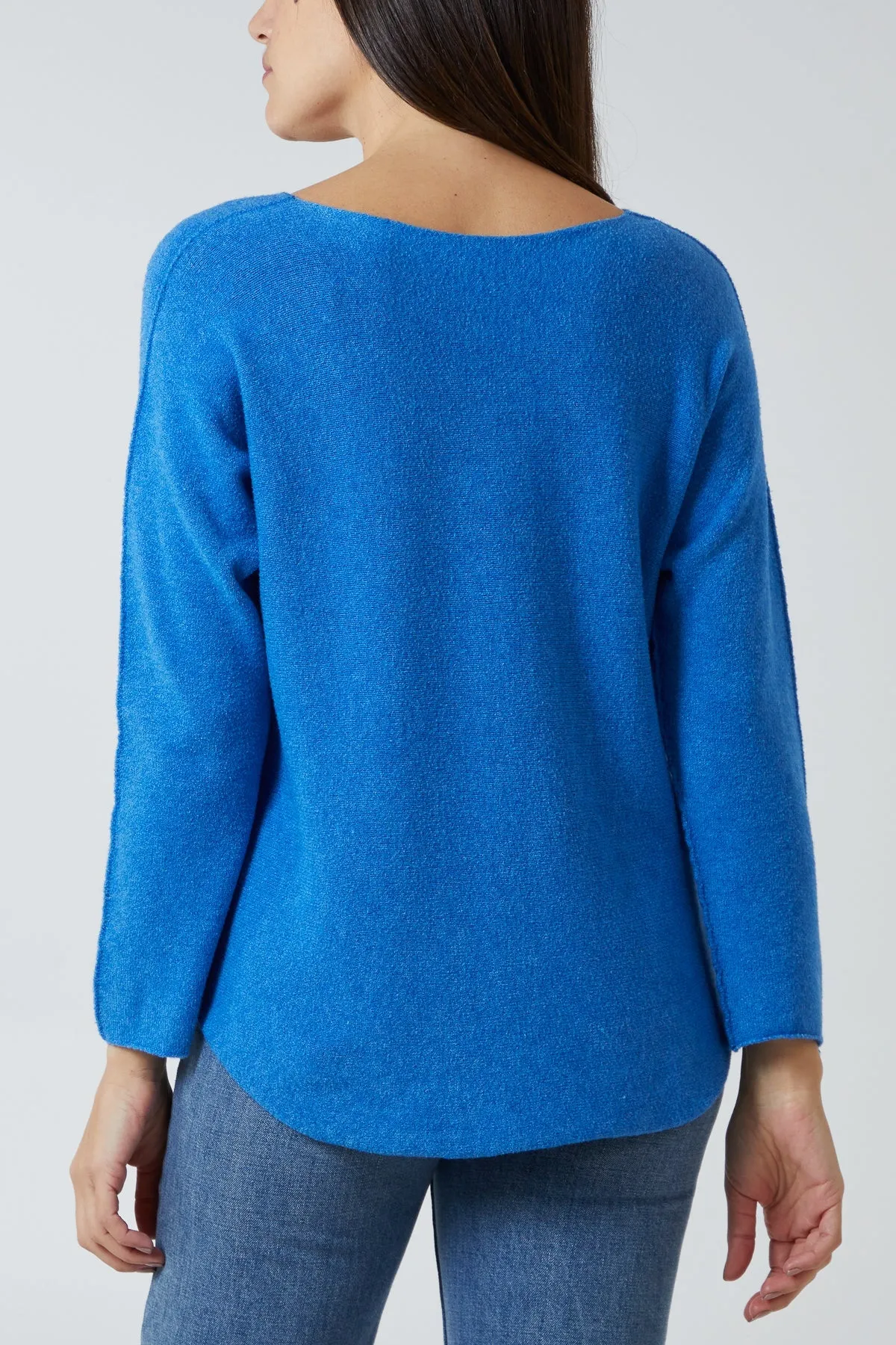 Raw Edge V-Neck Jumper