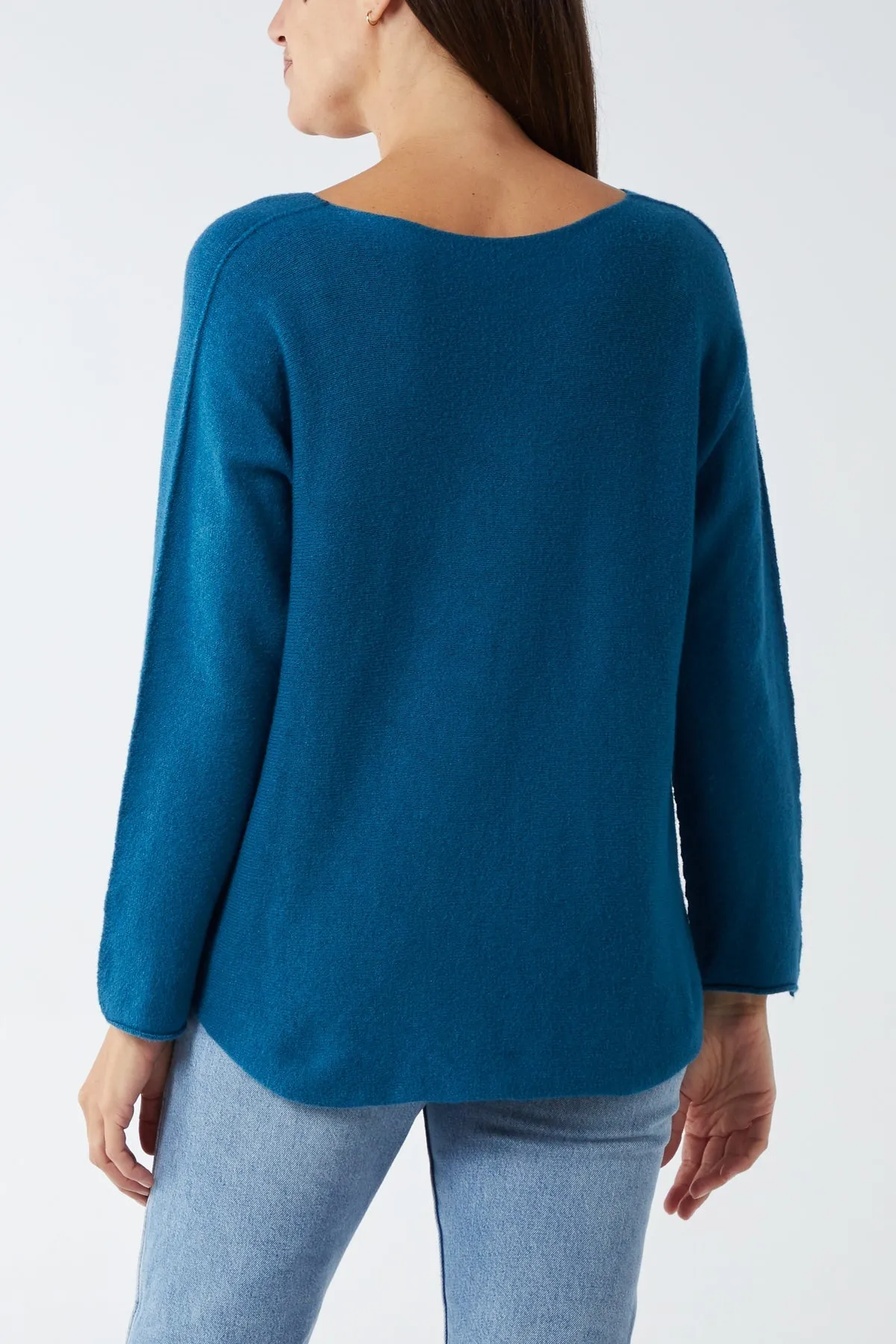 Raw Edge V-Neck Jumper