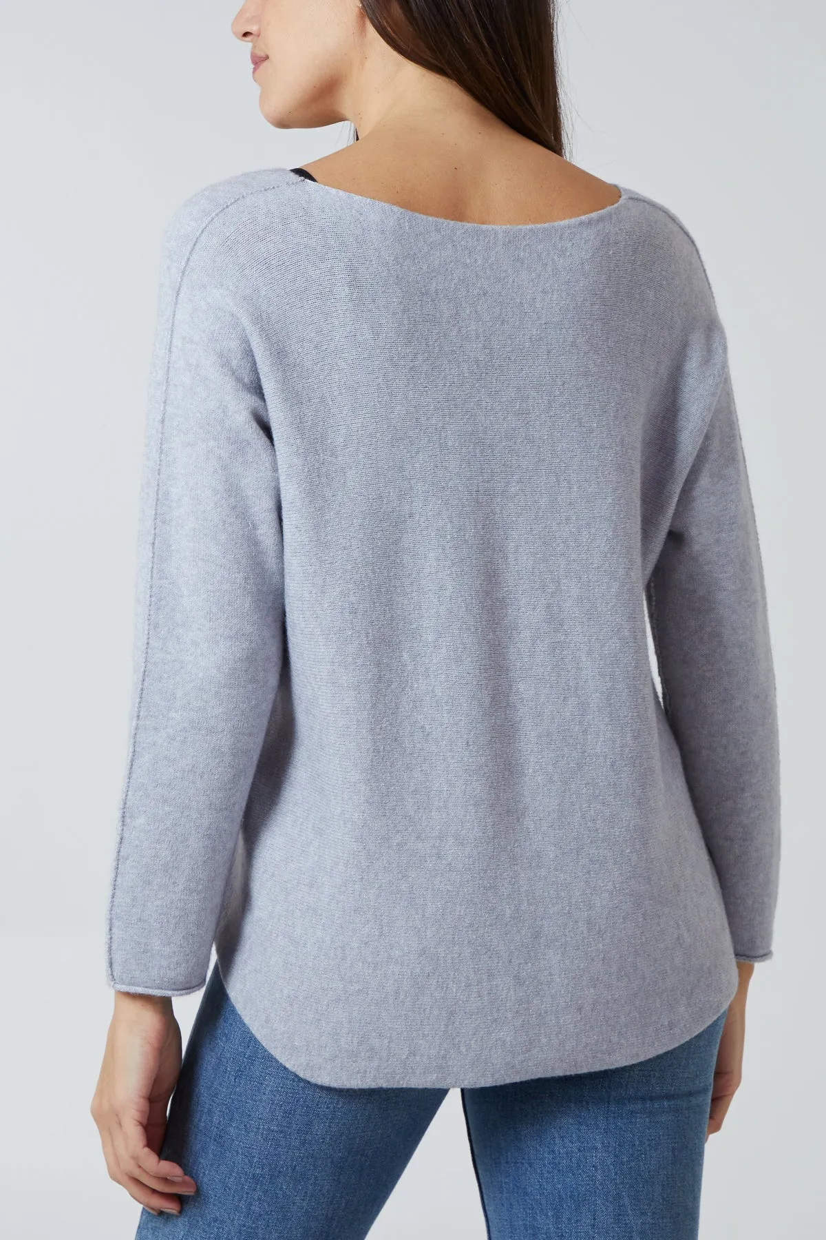 Raw Edge V-Neck Jumper