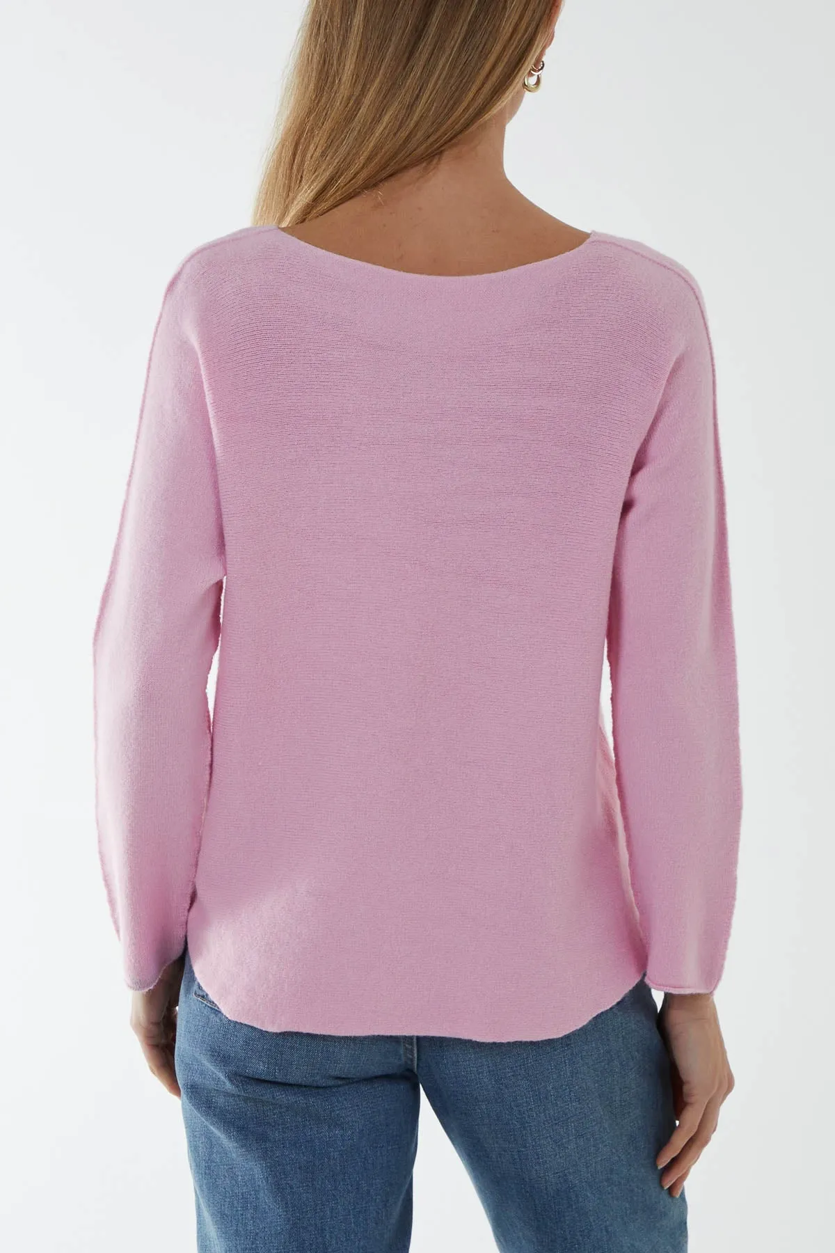 Raw Edge V-Neck Jumper