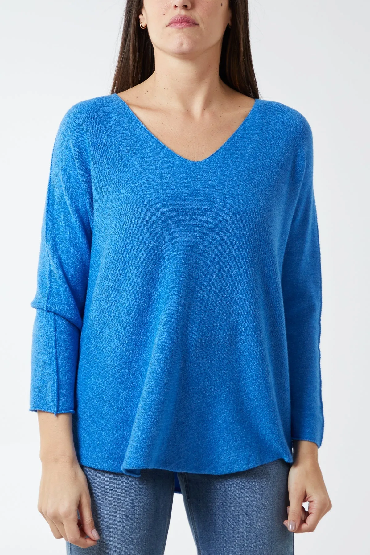 Raw Edge V-Neck Jumper