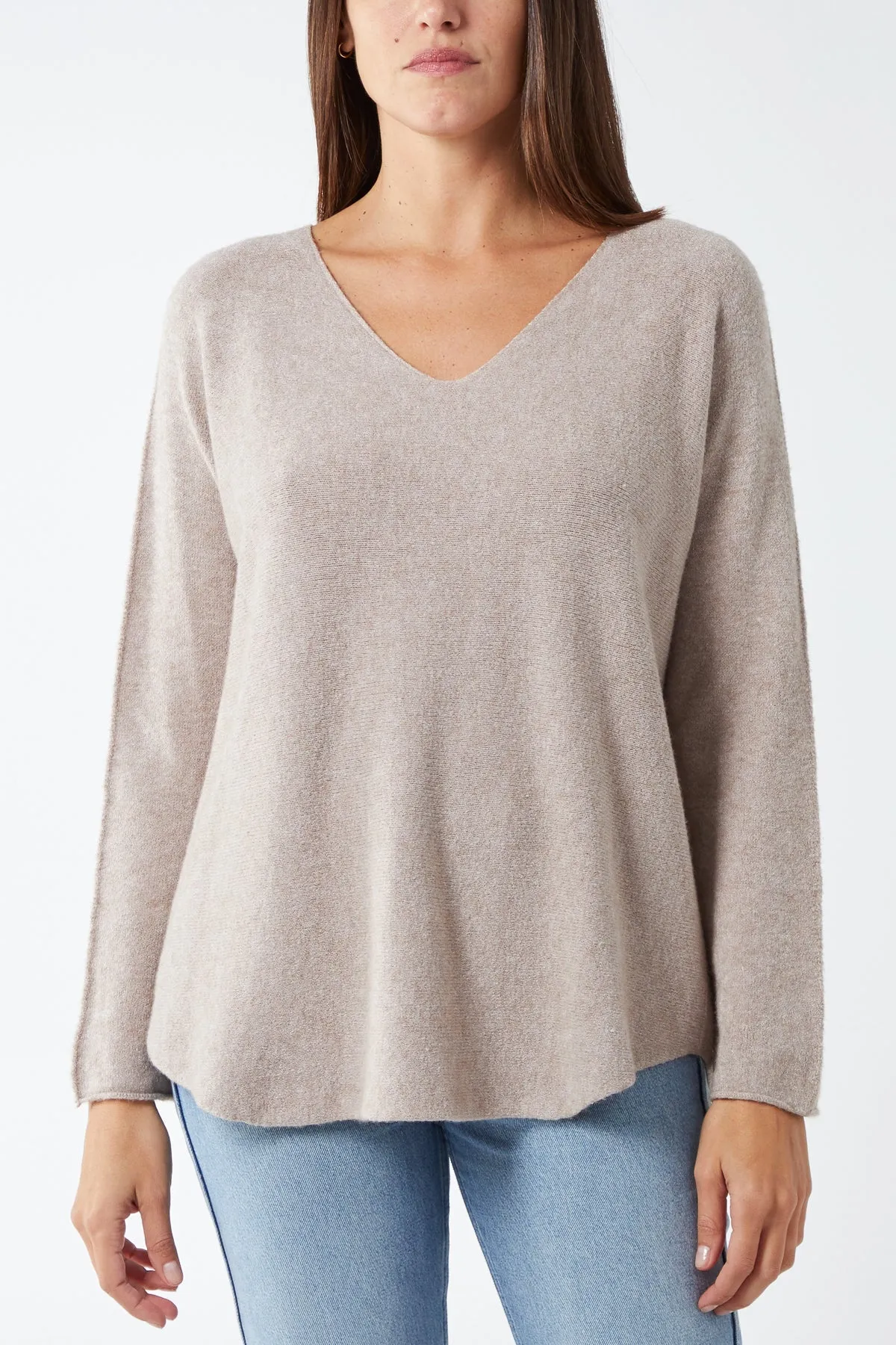 Raw Edge V-Neck Jumper