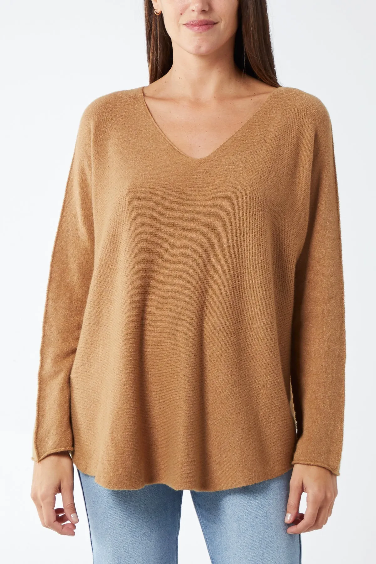 Raw Edge V-Neck Jumper