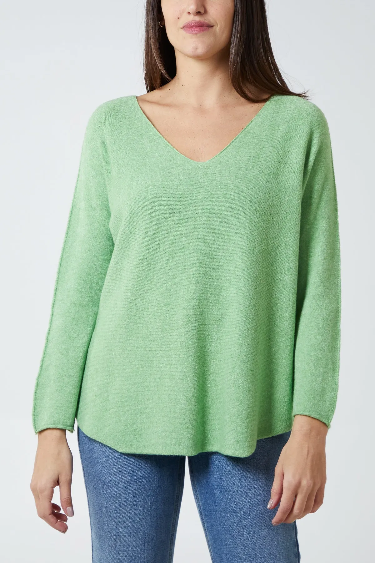 Raw Edge V-Neck Jumper