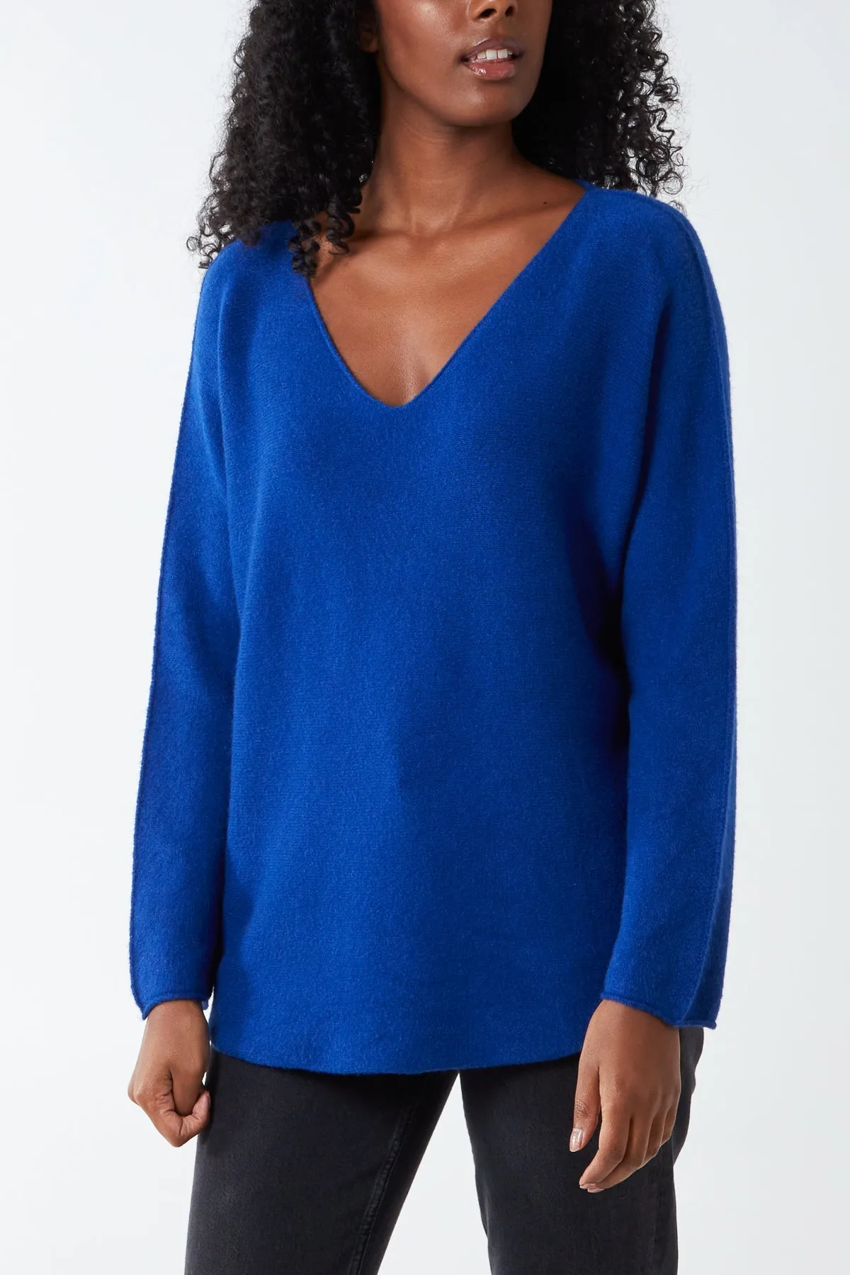 Raw Edge V-Neck Jumper