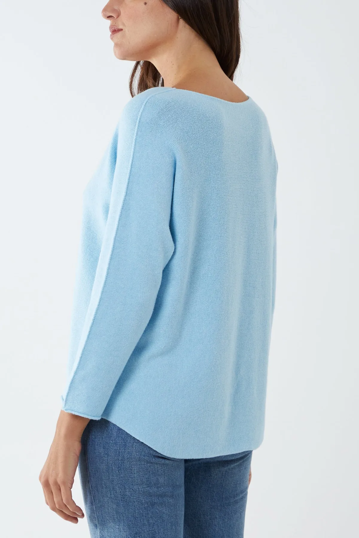 Raw Edge V-Neck Jumper