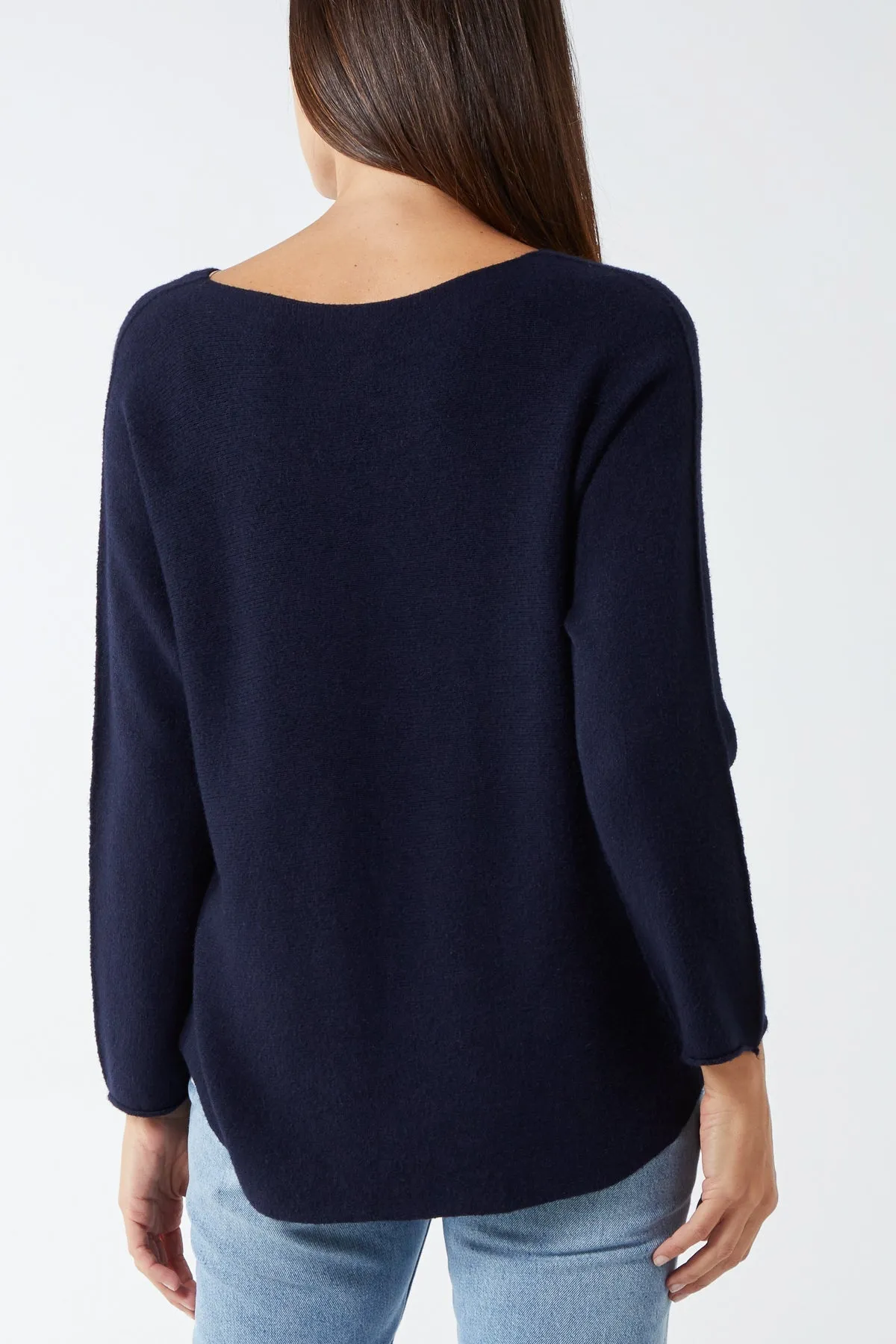 Raw Edge V-Neck Jumper