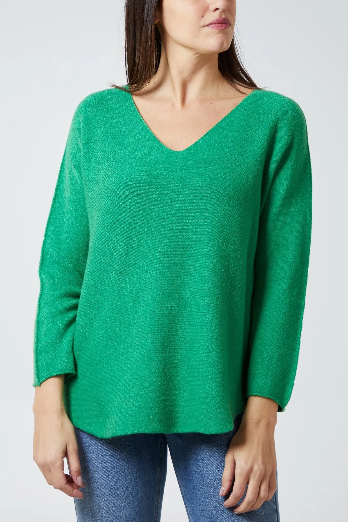 Raw Edge V-Neck Jumper