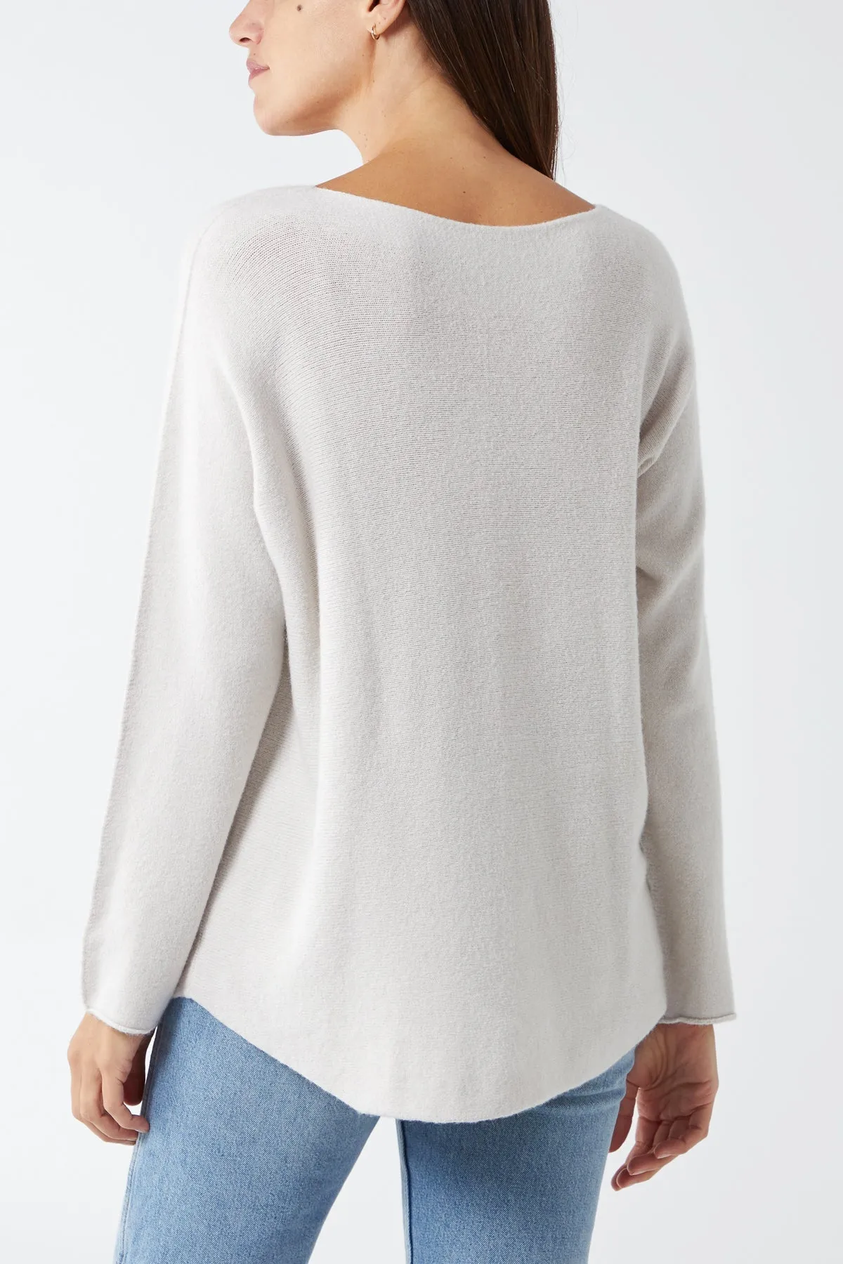 Raw Edge V-Neck Jumper