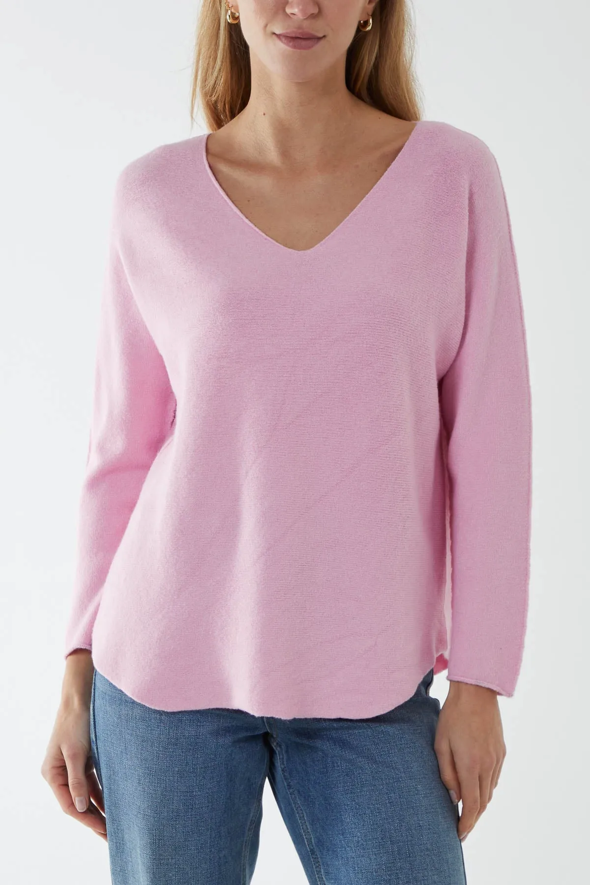 Raw Edge V-Neck Jumper