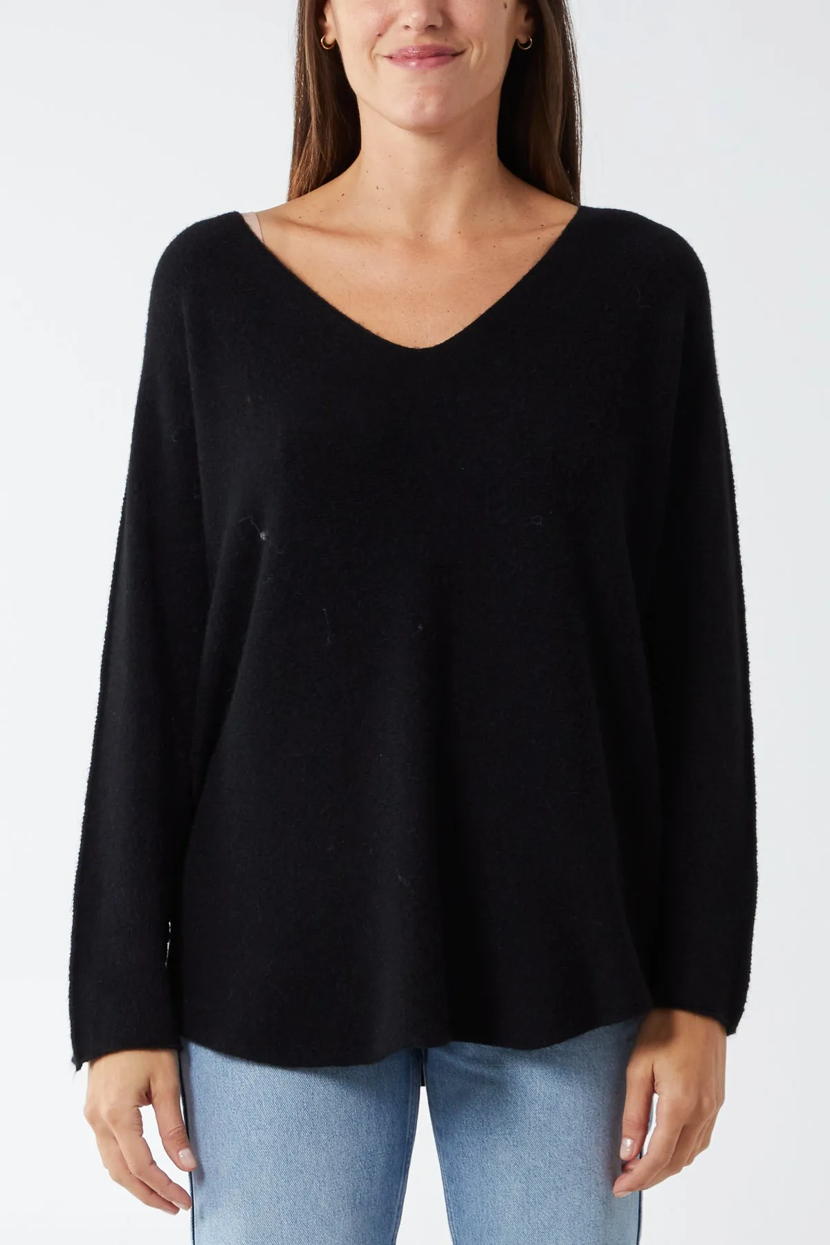 Raw Edge V-Neck Jumper