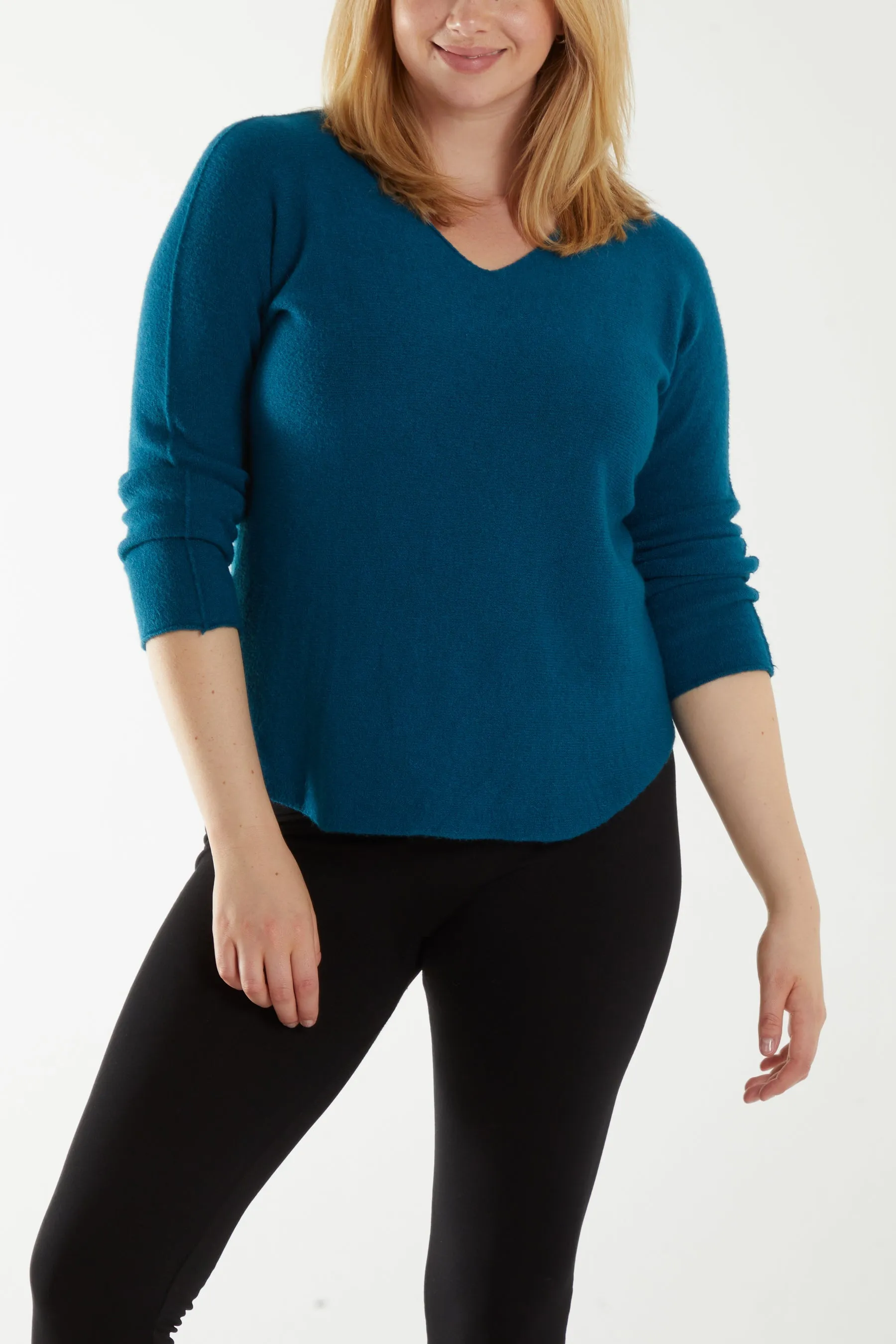 Raw Edge V-Neck Jumper