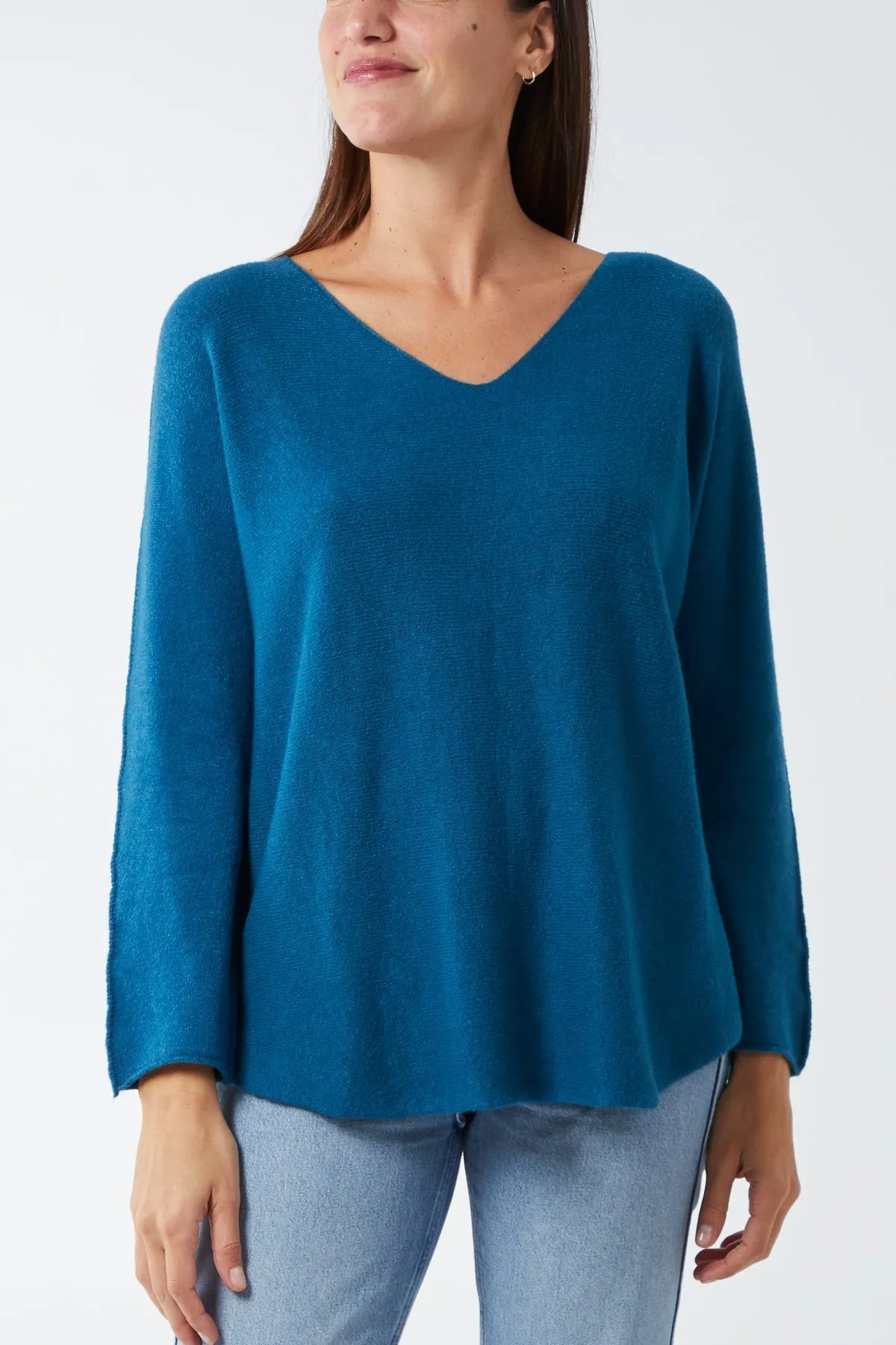Raw Edge V-Neck Jumper