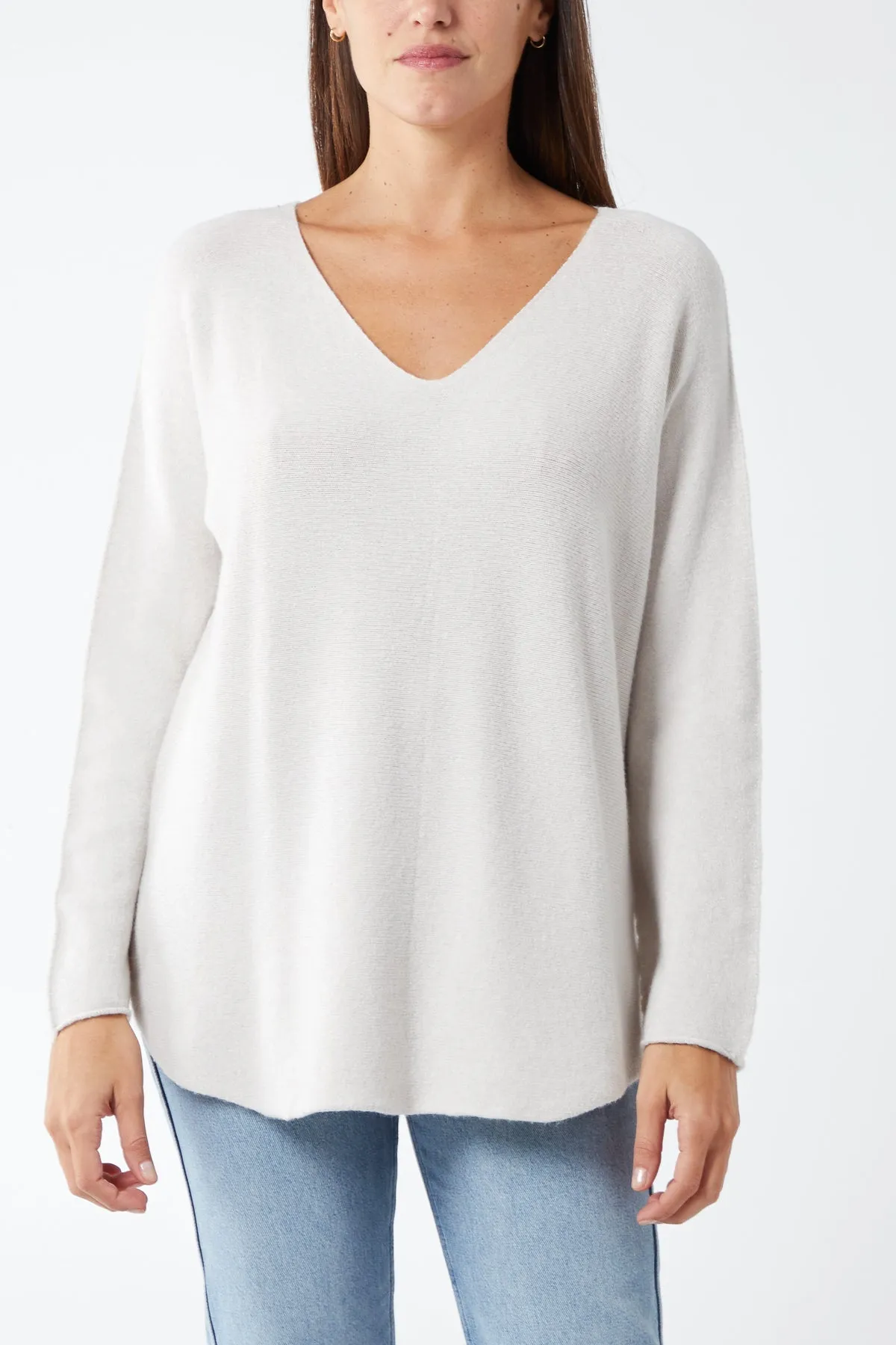 Raw Edge V-Neck Jumper