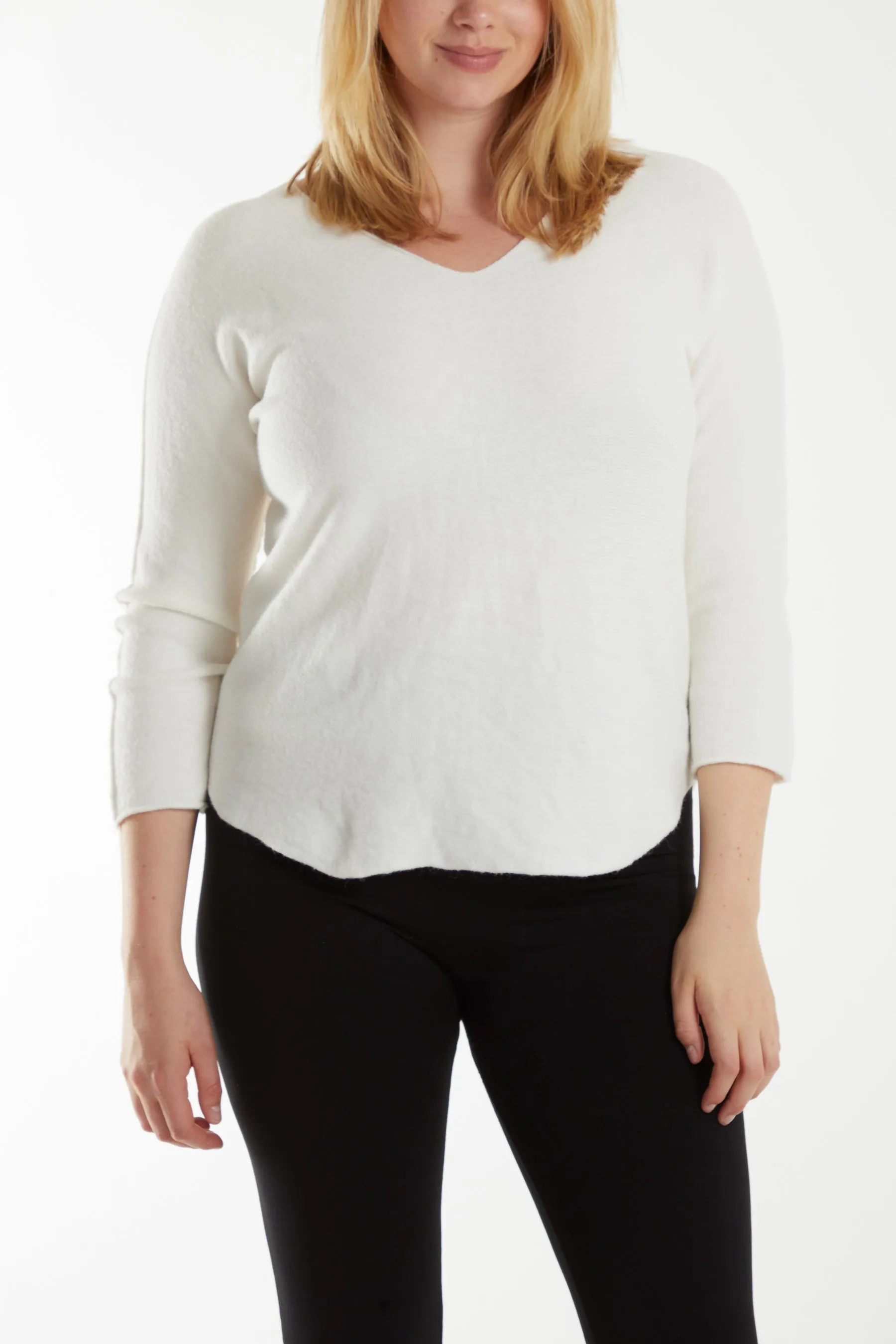 Raw Edge V-Neck Jumper