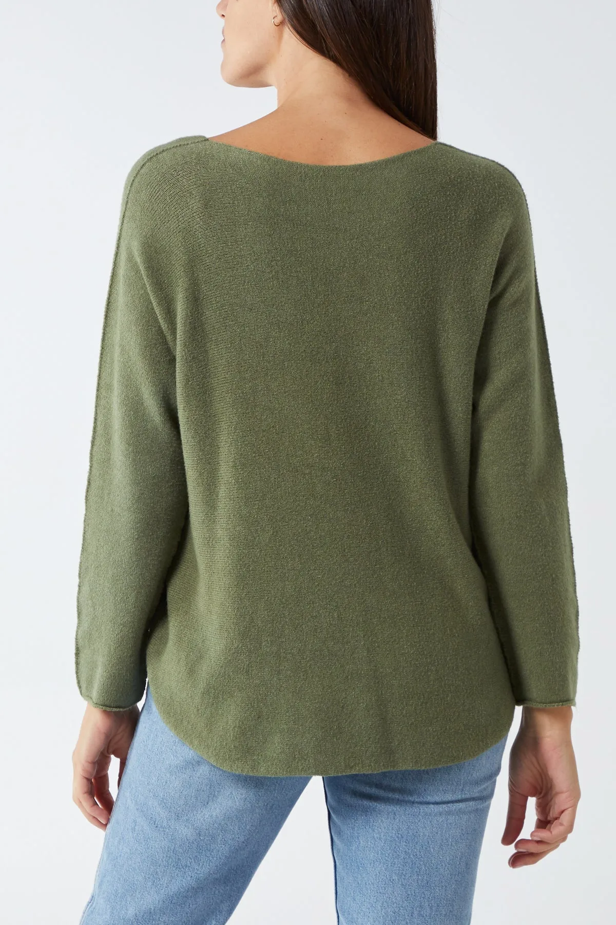 Raw Edge V-Neck Jumper