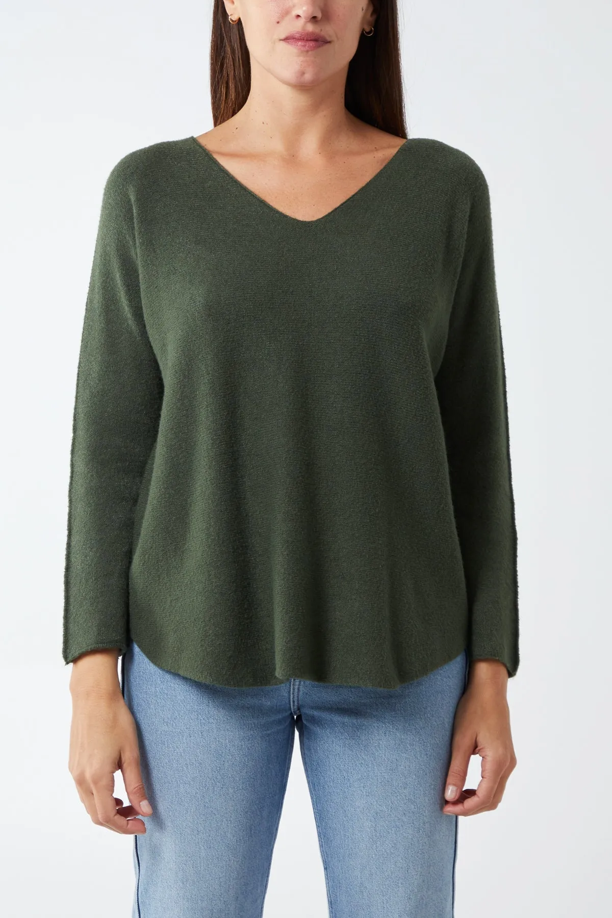 Raw Edge V-Neck Jumper