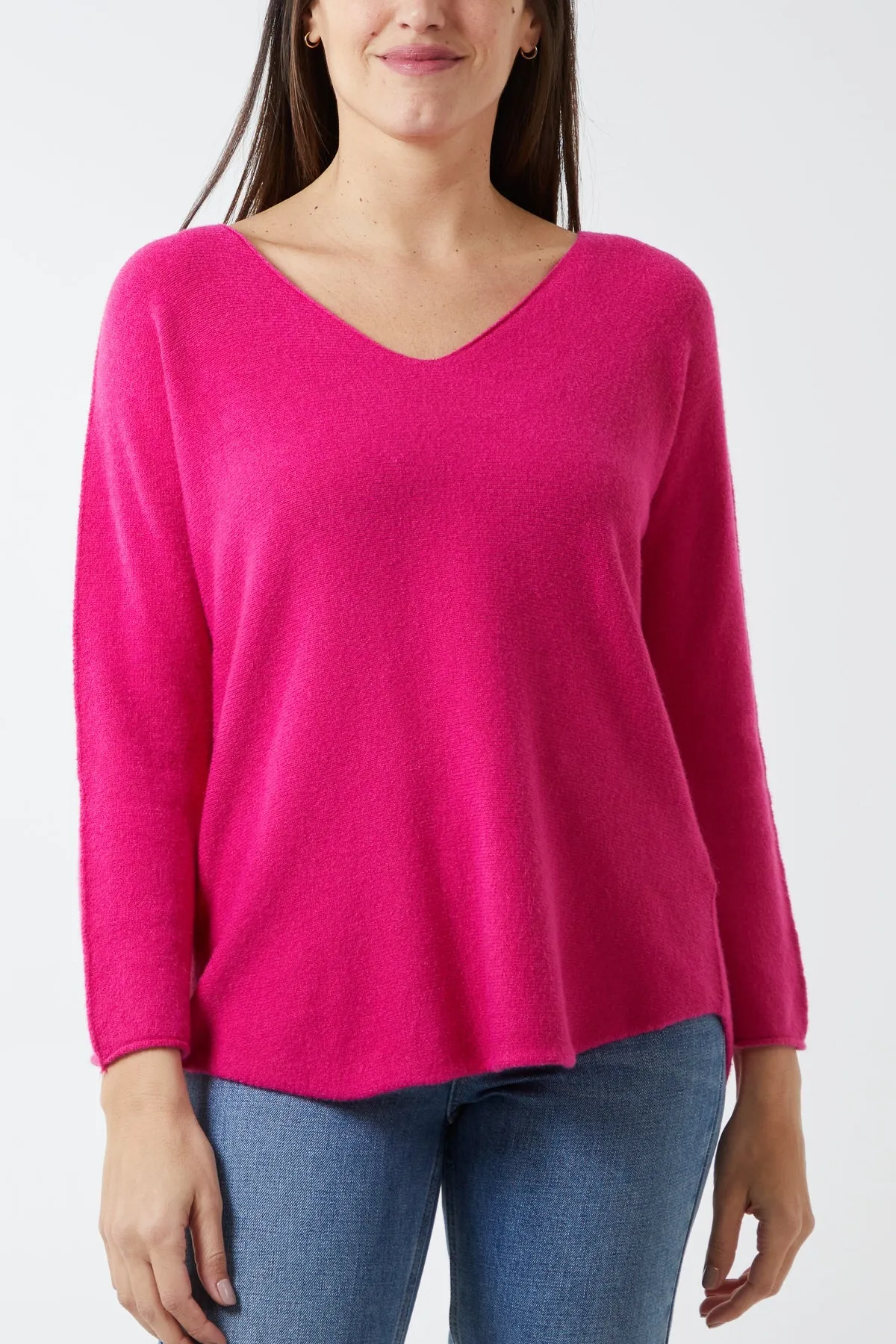 Raw Edge V-Neck Jumper