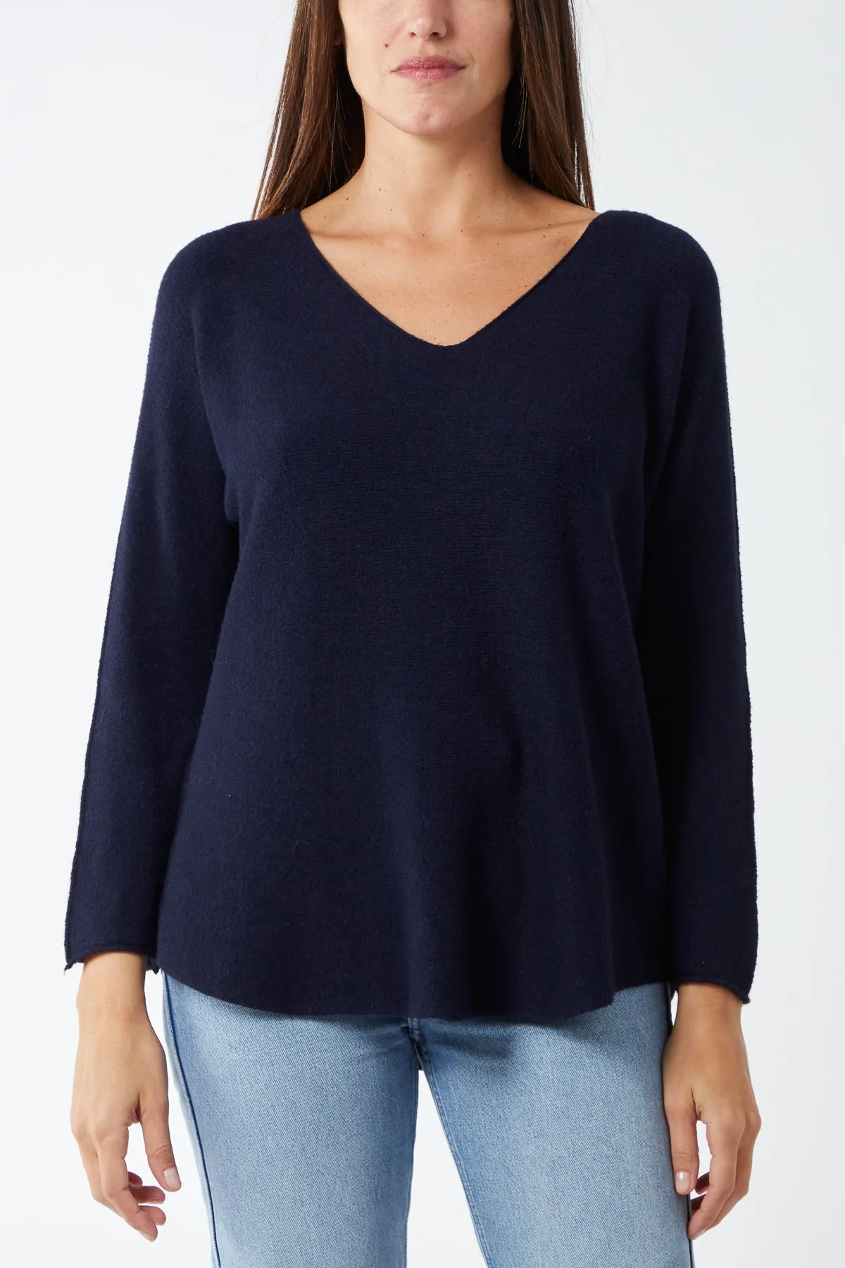 Raw Edge V-Neck Jumper