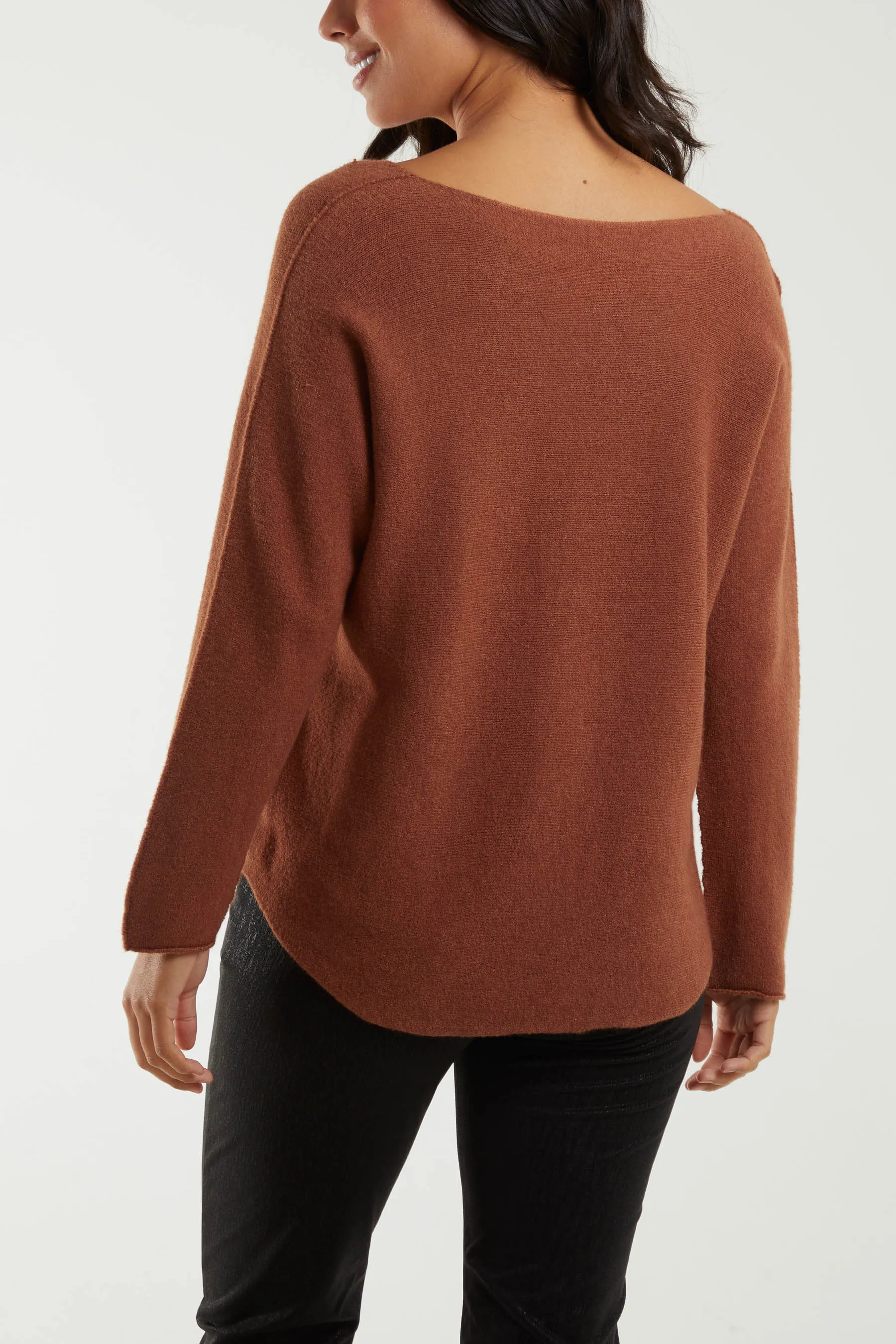 Raw Edge V-Neck Jumper