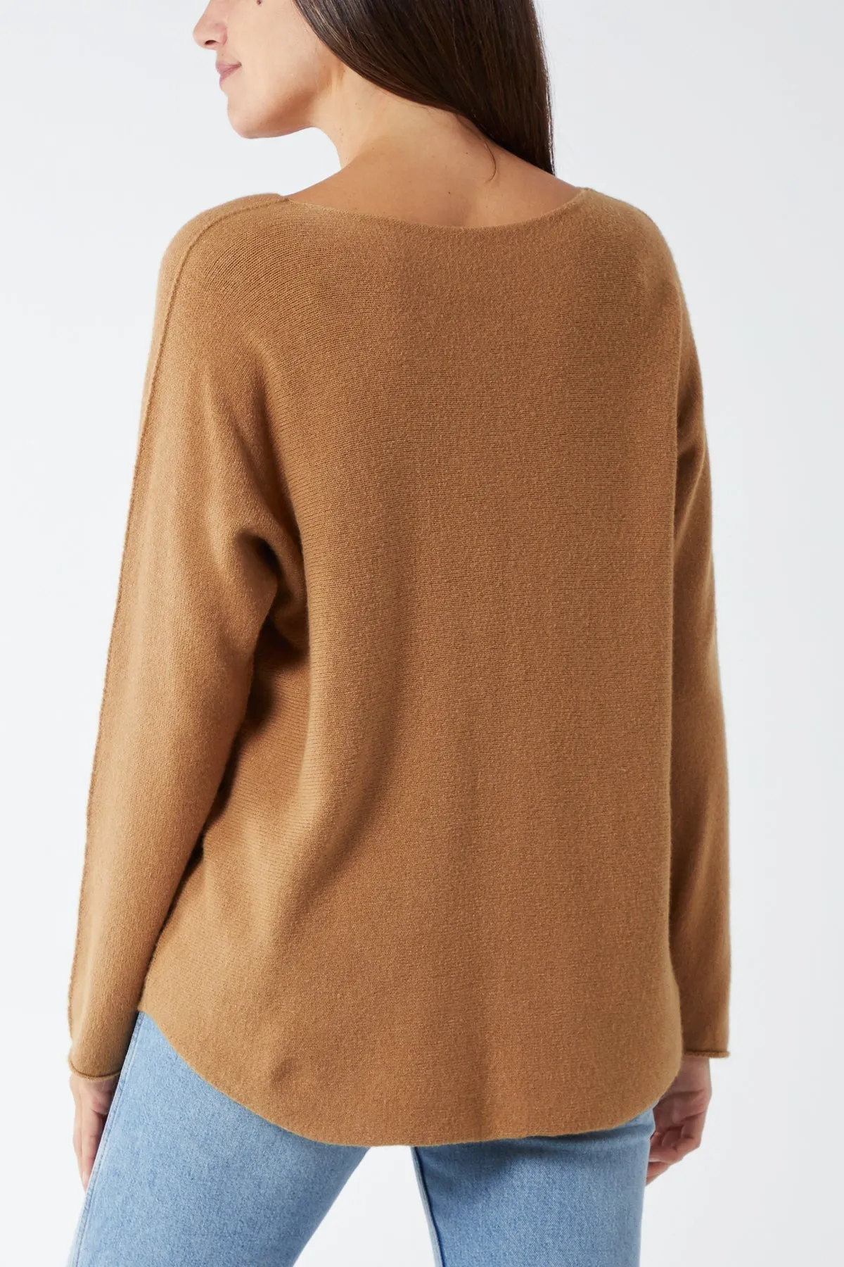 Raw Edge V-Neck Jumper