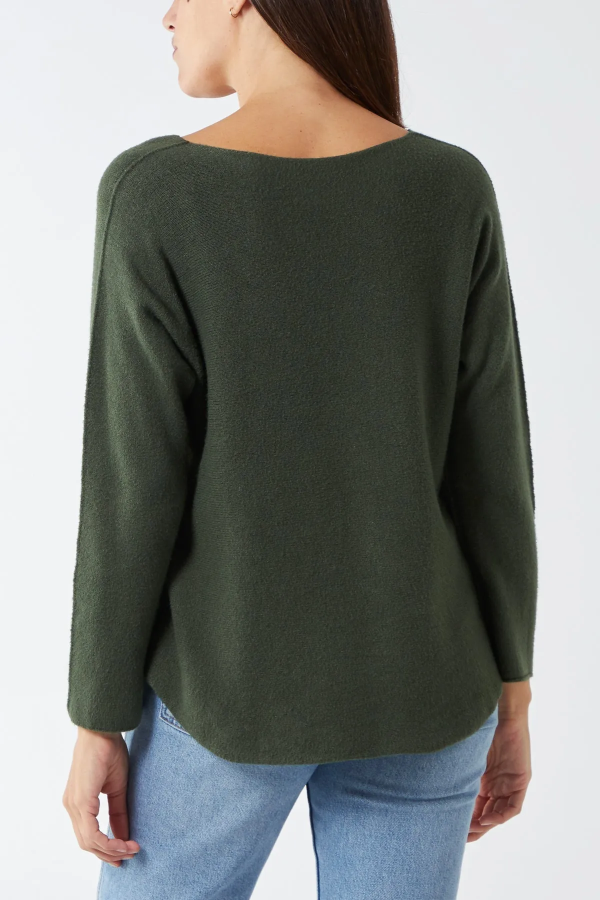 Raw Edge V-Neck Jumper